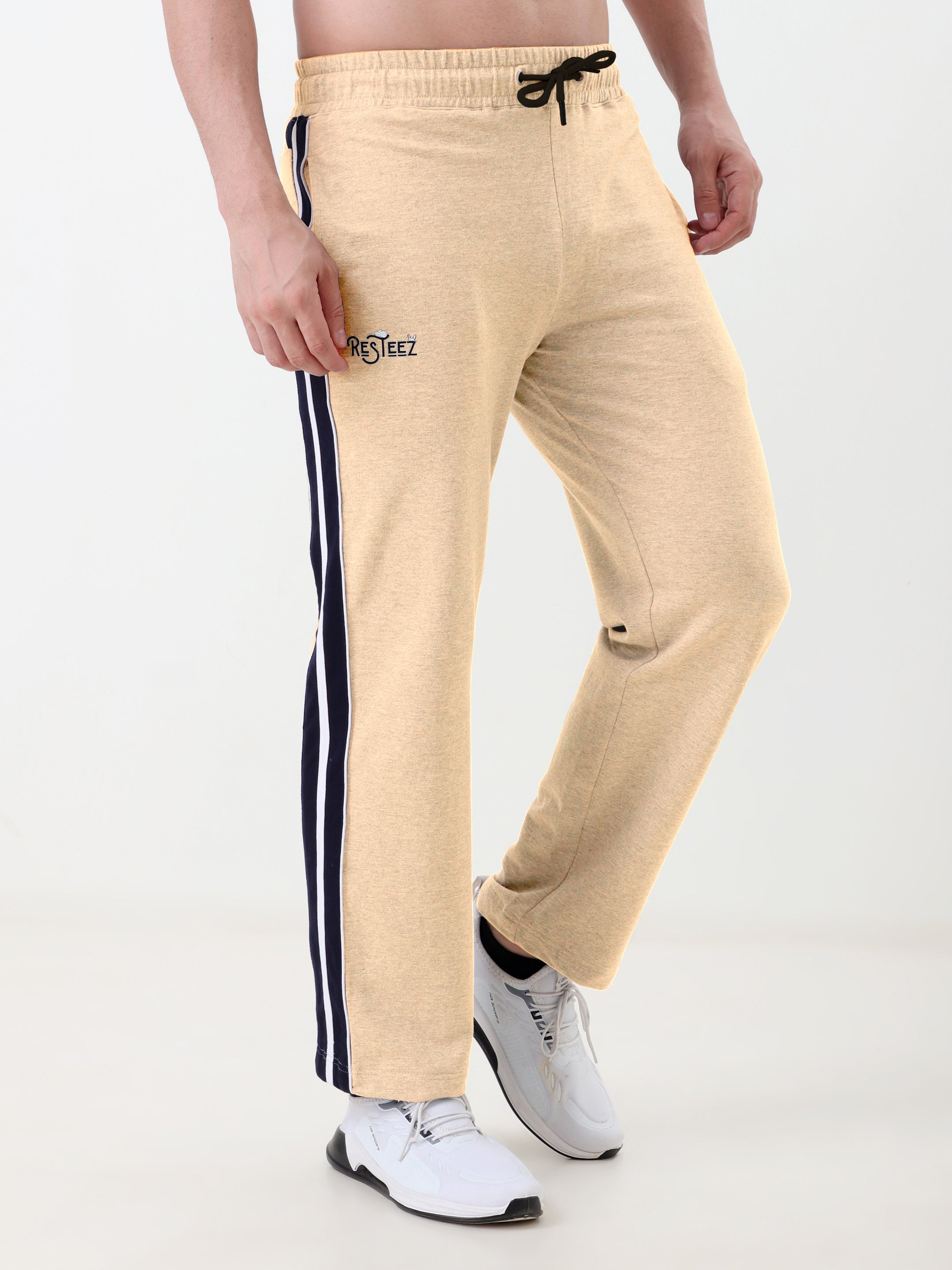 Men's Solid Regular Fit Track Pants with Side Stripe | Elastic Waist | Casual & Sports Lower