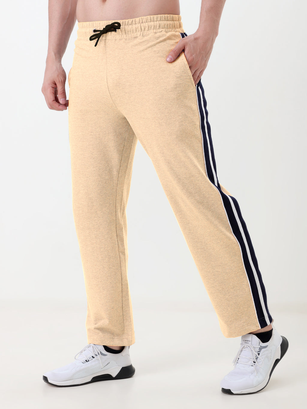 Men's Solid Regular Fit Track Pants with Side Stripe | Elastic Waist | Casual & Sports Lower