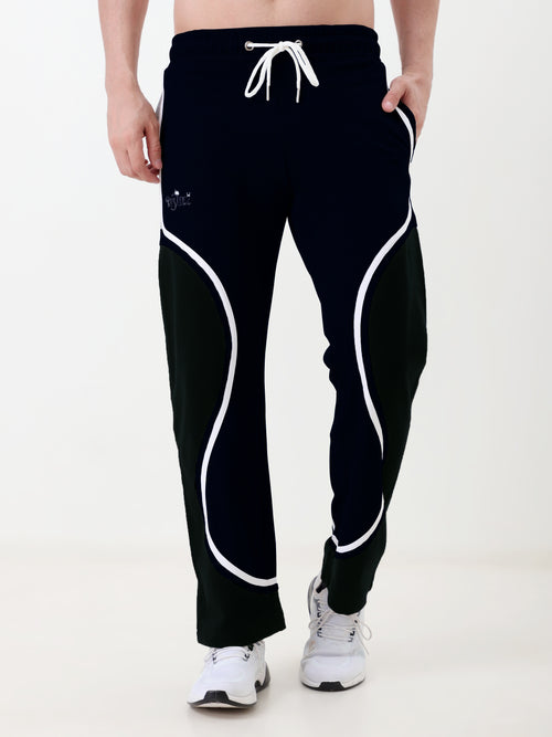 Men Regular Fit Track Pant with Contrast Panel Design and Drawstring Waist