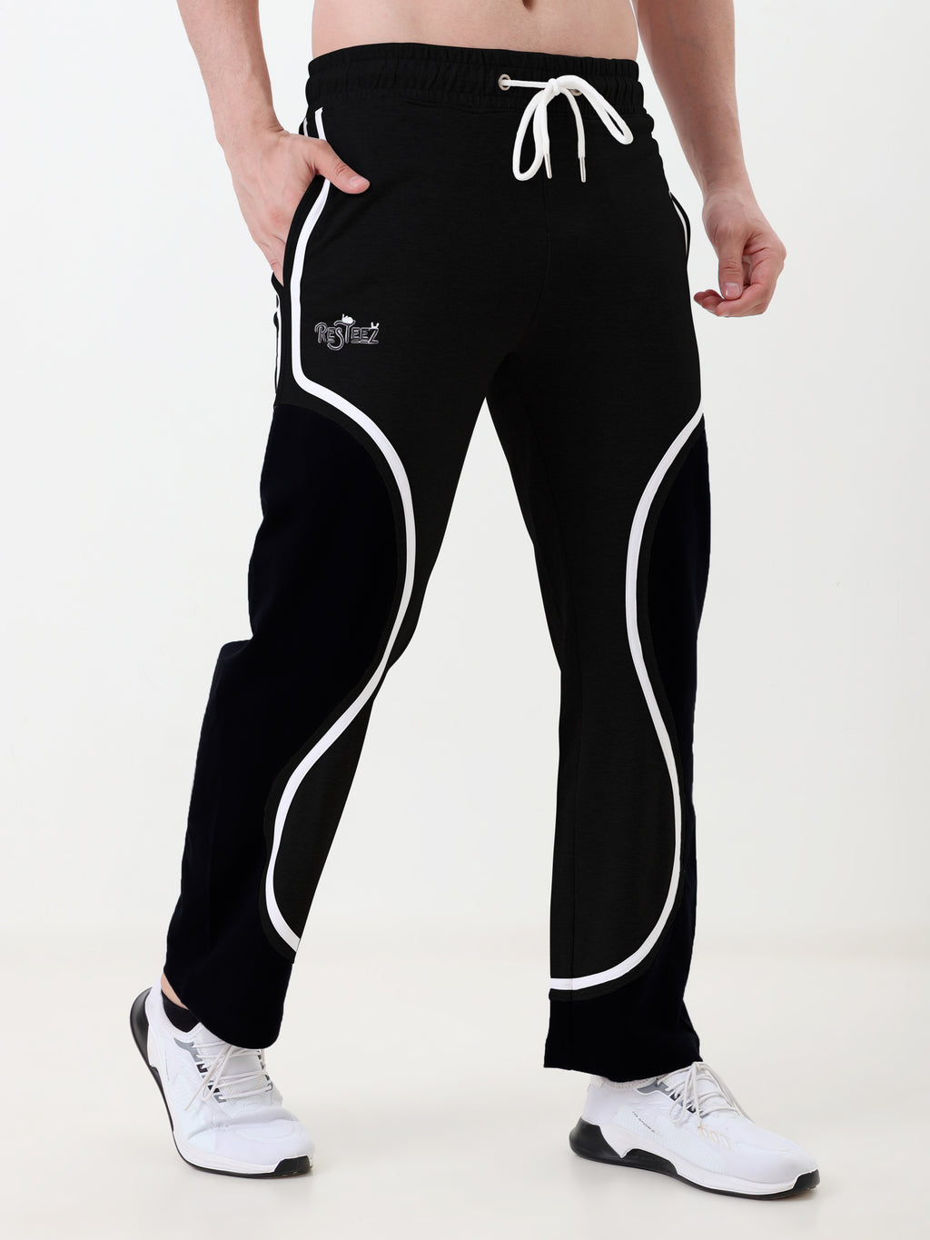 Men Regular Fit Track Pant with Contrast Panel Design and Drawstring Waist
