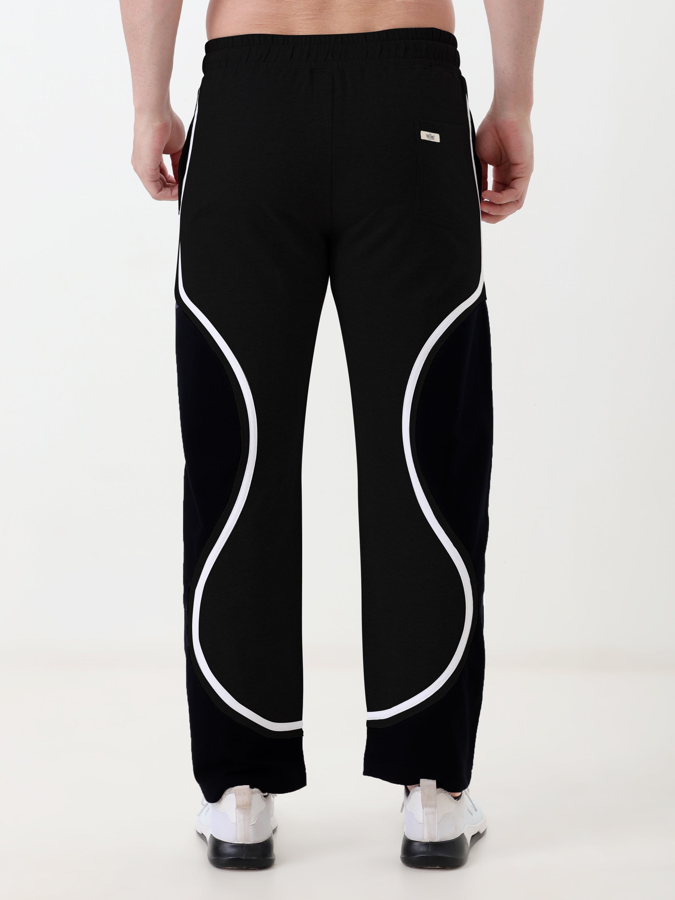 Men Regular Fit Track Pant with Contrast Panel Design and Drawstring Waist