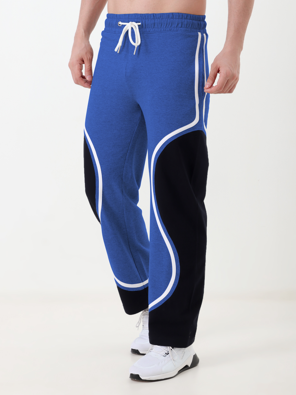 Men Regular Fit Track Pant with Contrast Panel Design and Drawstring Waist