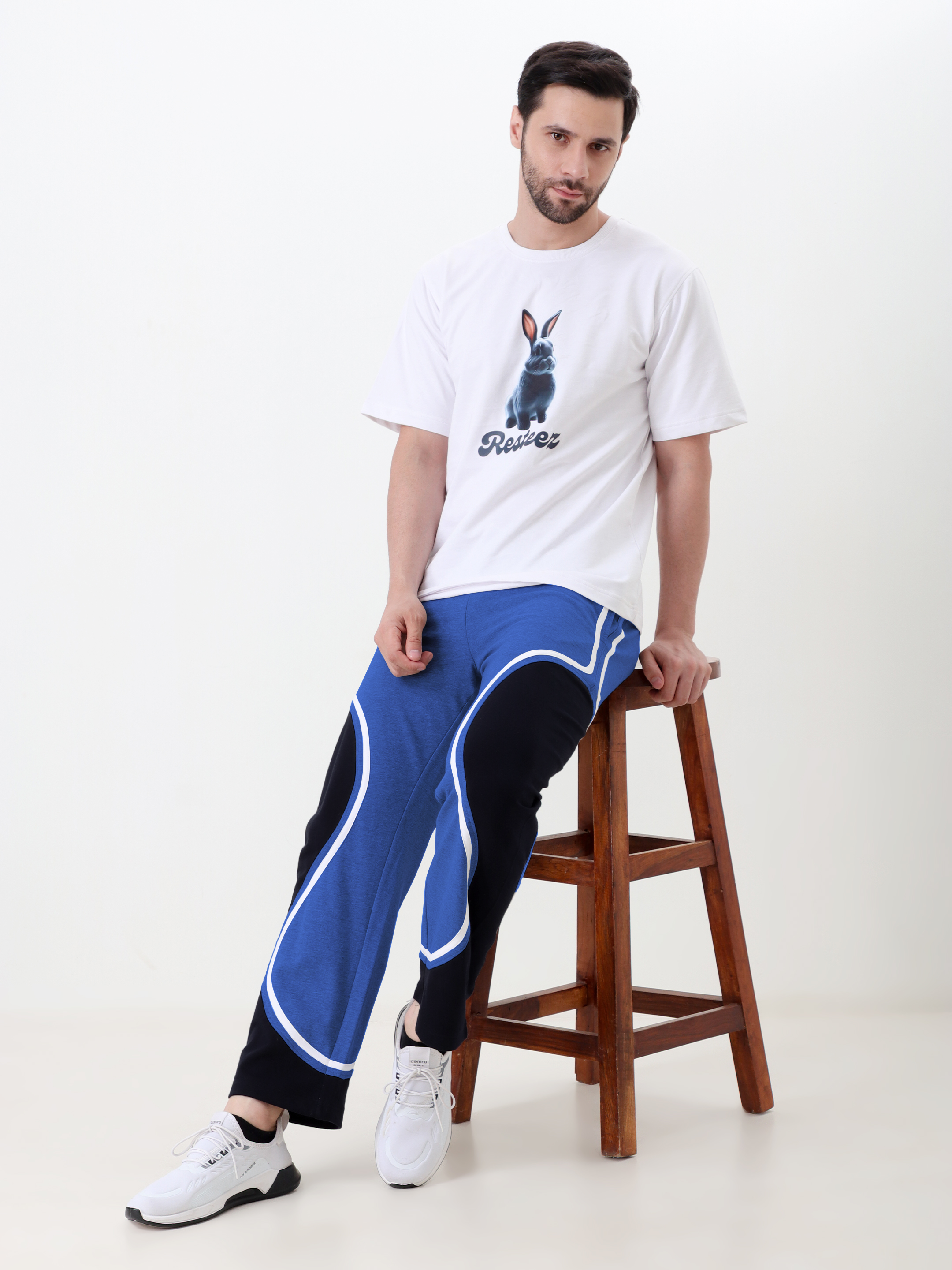 Men Regular Fit Track Pant with Contrast Panel Design and Drawstring Waist