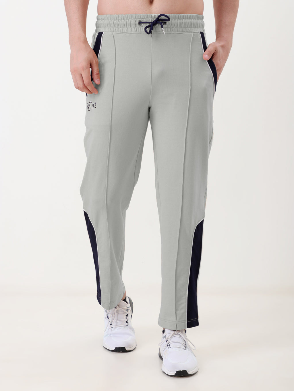 Men's Regular Fit Track Pants with Contrast Panel | Elastic Drawstring Waist | Casual Sports Lower