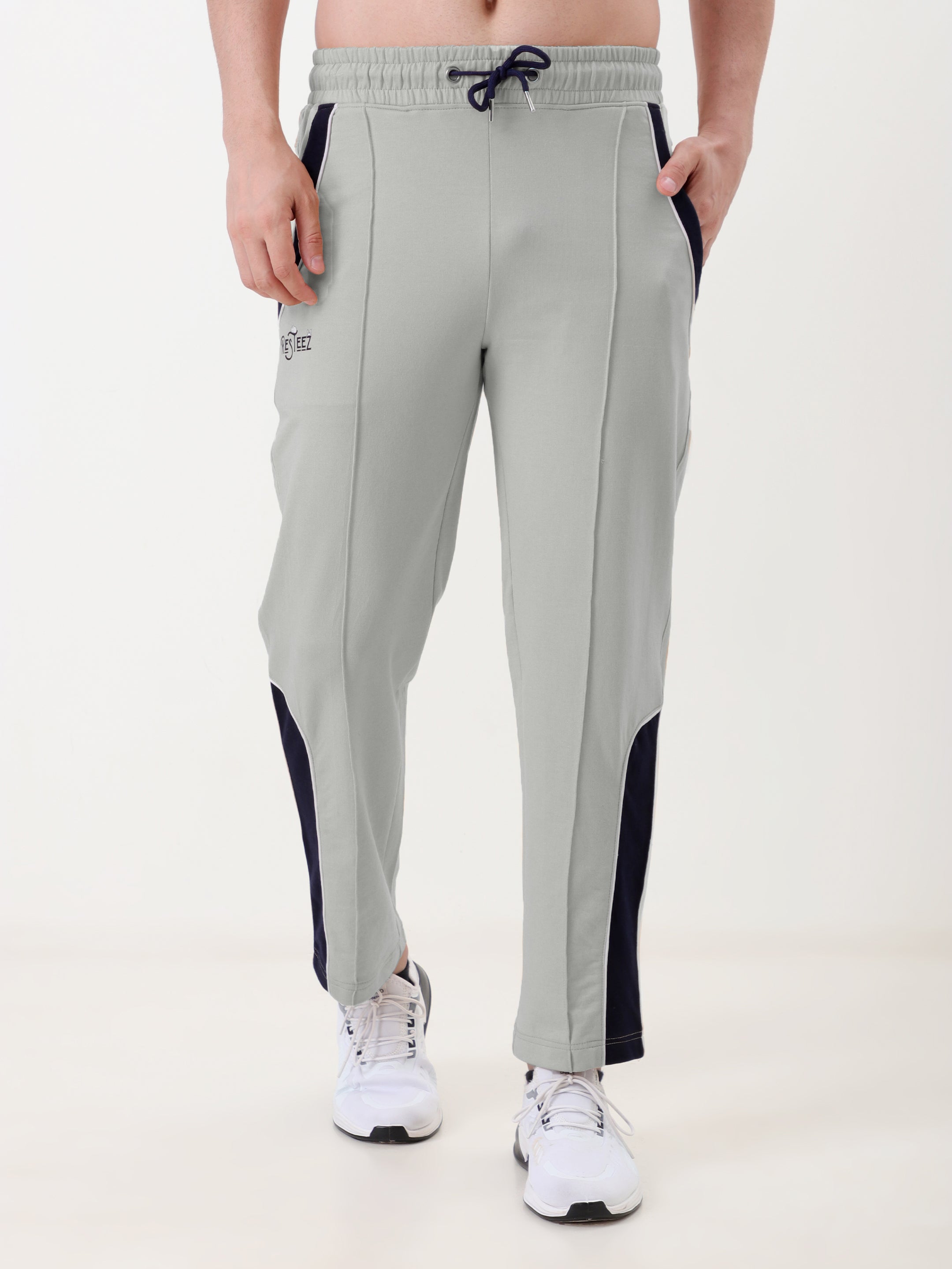 Men's Regular Fit Track Pants with Contrast Panel | Elastic Drawstring Waist | Casual Sports Lower