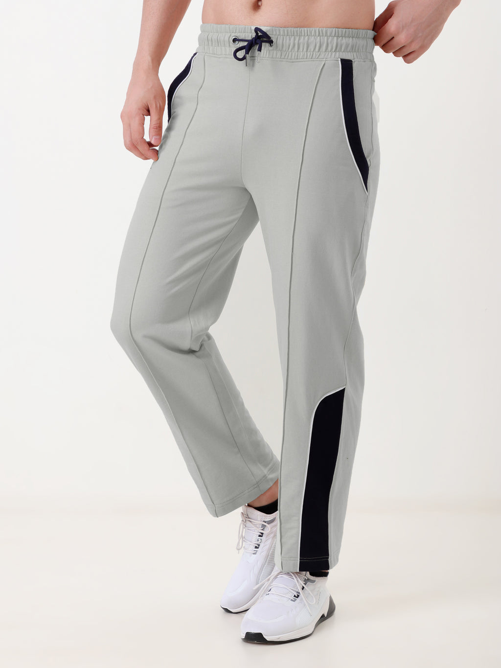 Men's Regular Fit Track Pants with Contrast Panel | Elastic Drawstring Waist | Casual Sports Lower