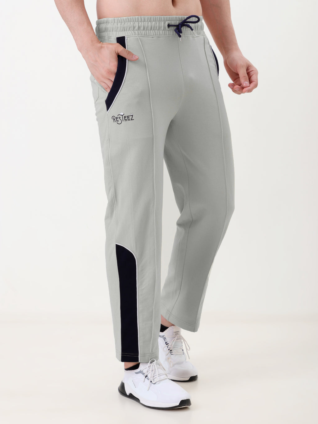 Men's Regular Fit Track Pants with Contrast Panel | Elastic Drawstring Waist | Casual Sports Lower