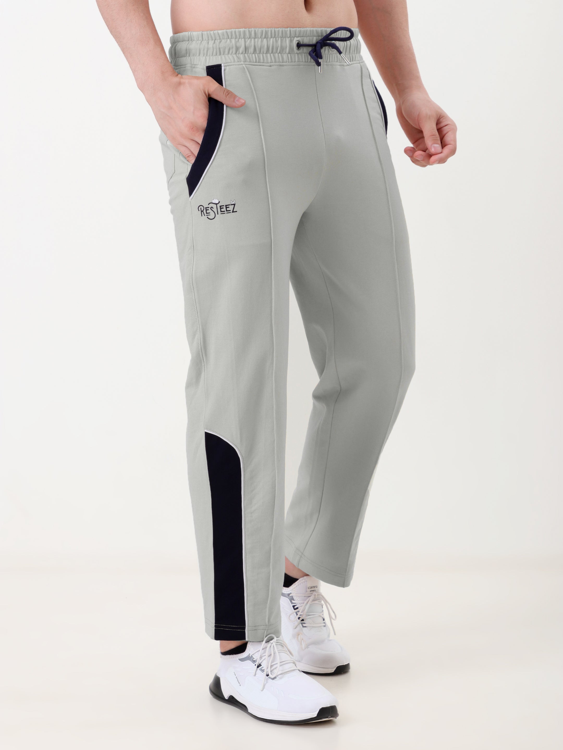 Men's Regular Fit Track Pants with Contrast Panel | Elastic Drawstring Waist | Casual Sports Lower