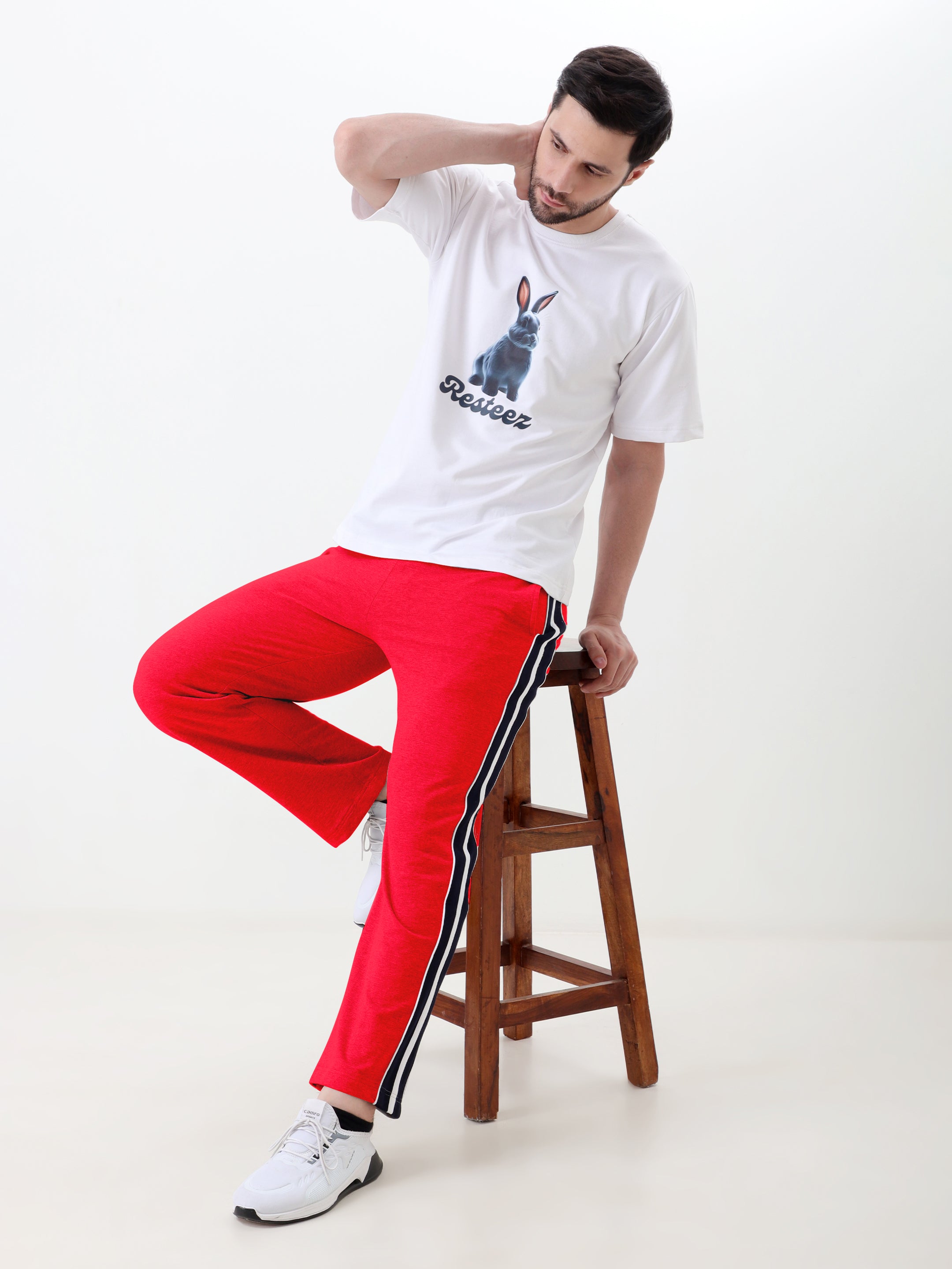 Men's Solid Regular Fit Track Pants with Side Stripe | Elastic Waist | Casual & Sports Lower