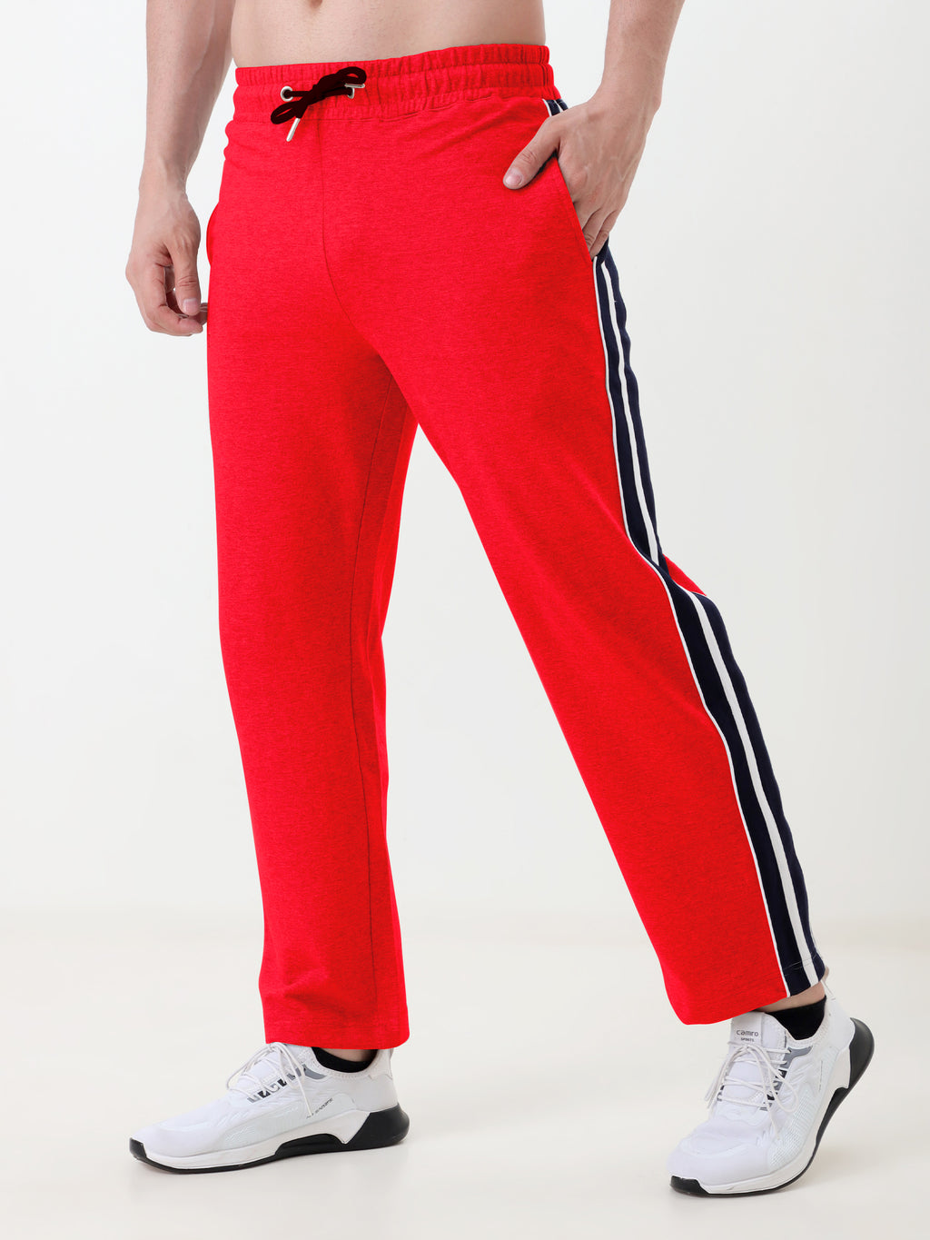 Men's Solid Regular Fit Track Pants with Side Stripe | Elastic Waist | Casual & Sports Lower