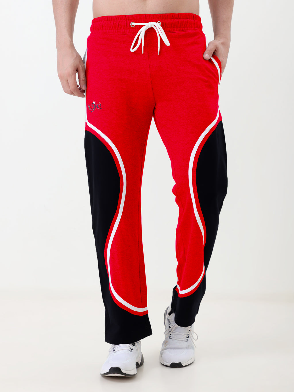 Men Regular Fit Track Pant with Contrast Panel Design and Drawstring Waist