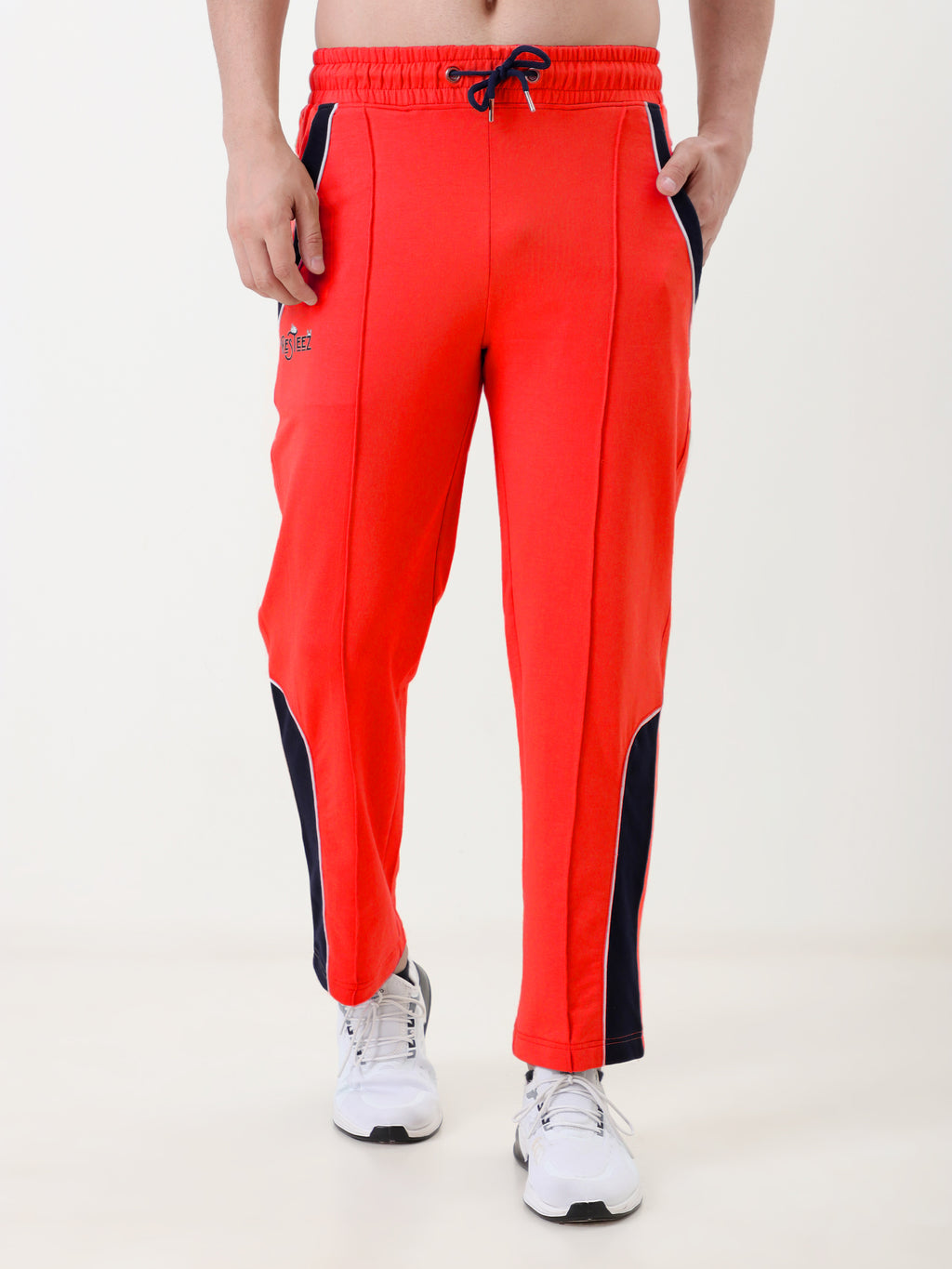 Men's Regular Fit Track Pants with Contrast Panel | Elastic Drawstring Waist | Casual Sports Lower