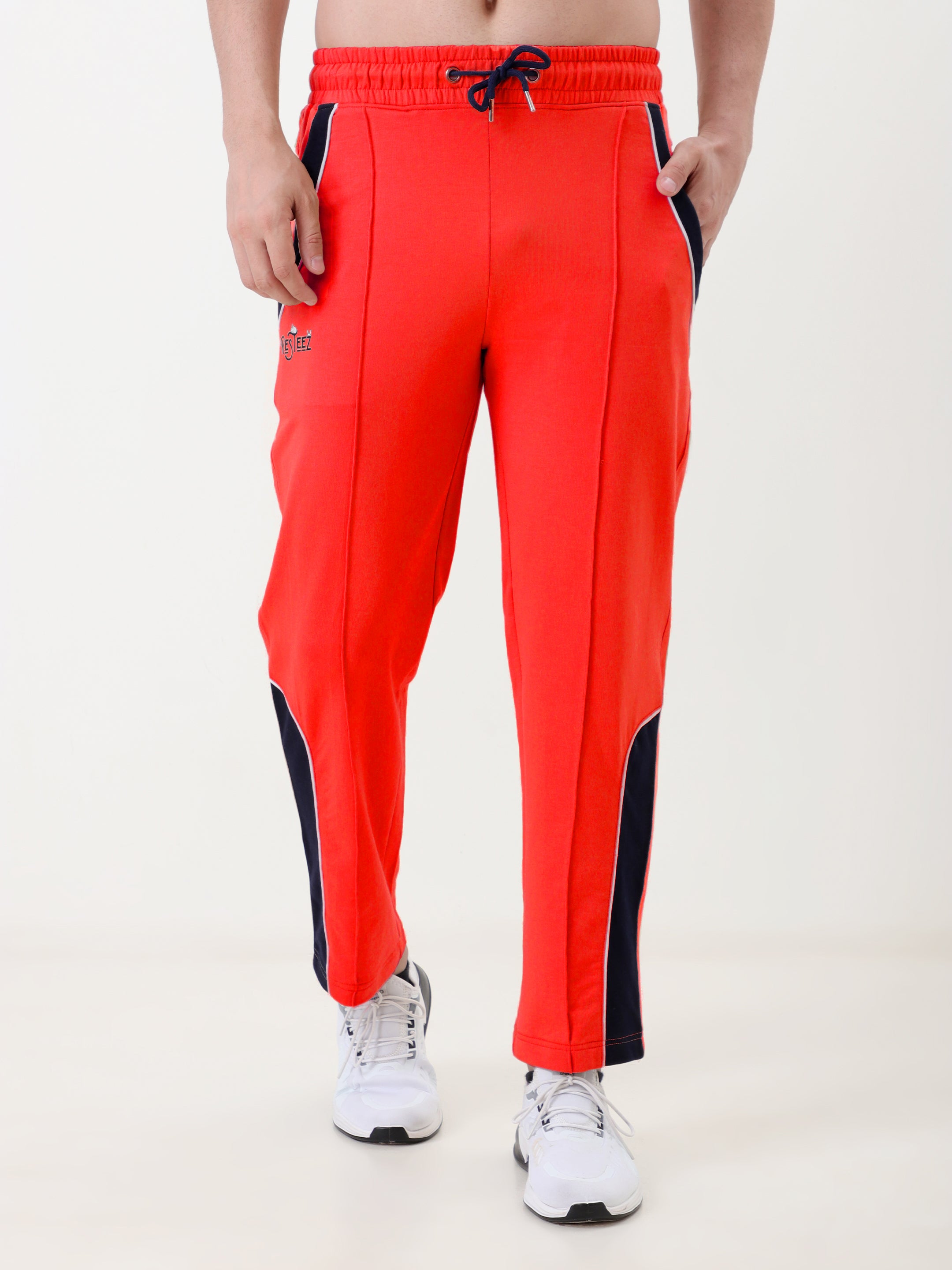 Men's Regular Fit Track Pants with Contrast Panel | Elastic Drawstring Waist | Casual Sports Lower