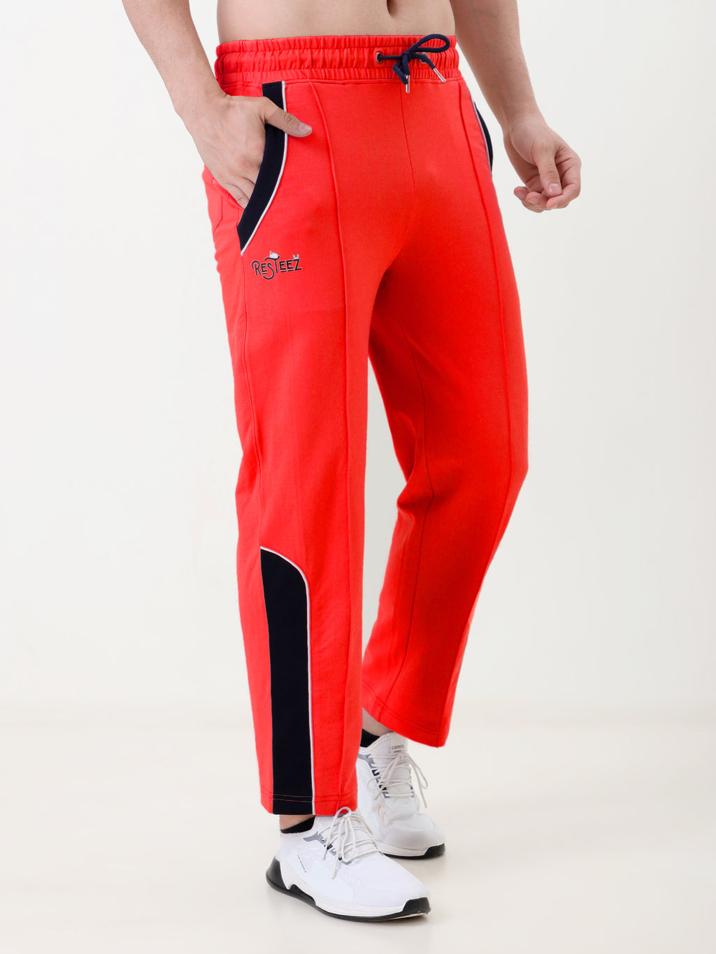 Men's Regular Fit Track Pants with Contrast Panel | Elastic Drawstring Waist | Casual Sports Lower