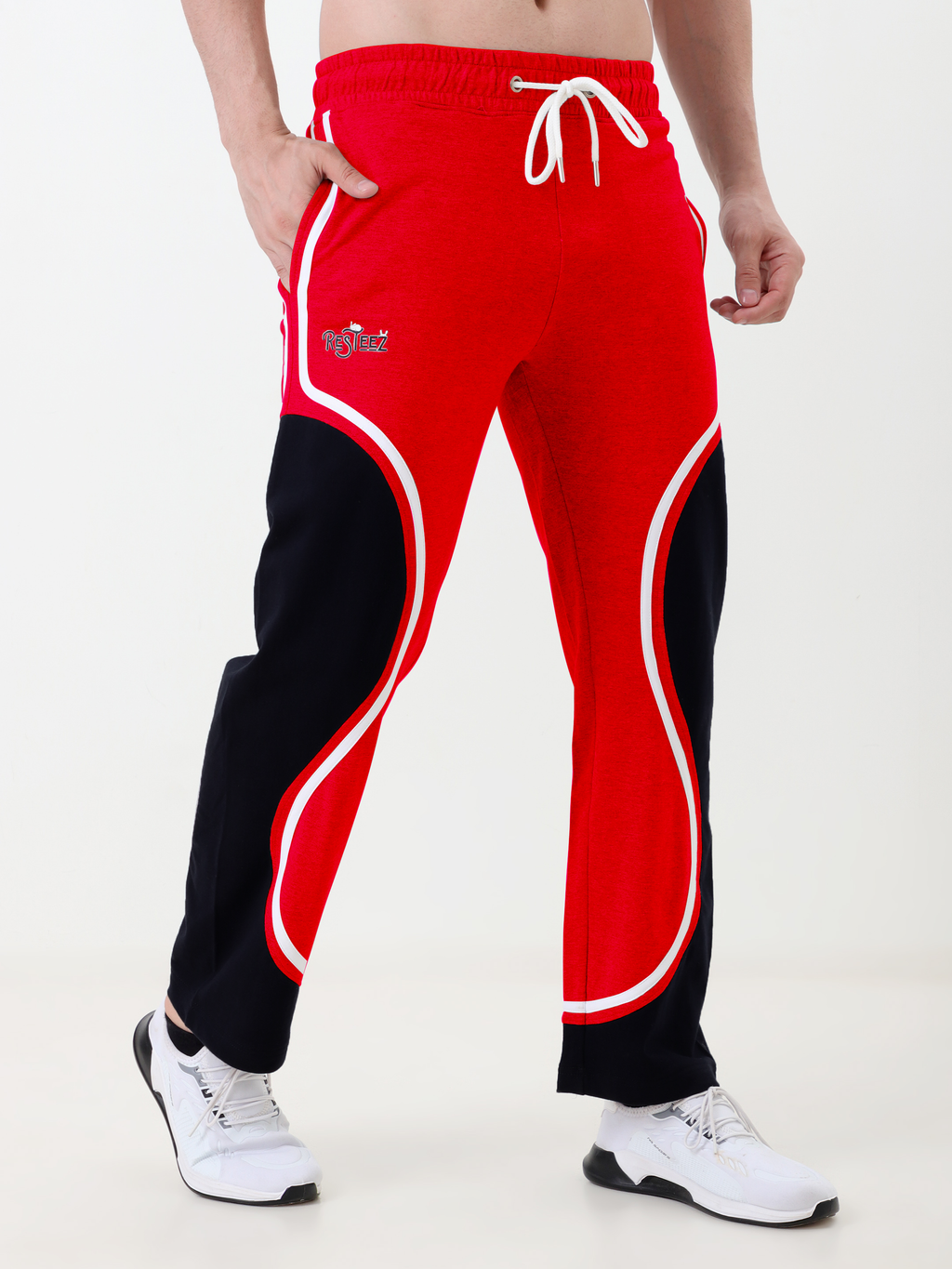 Men Regular Fit Track Pant with Contrast Panel Design and Drawstring Waist