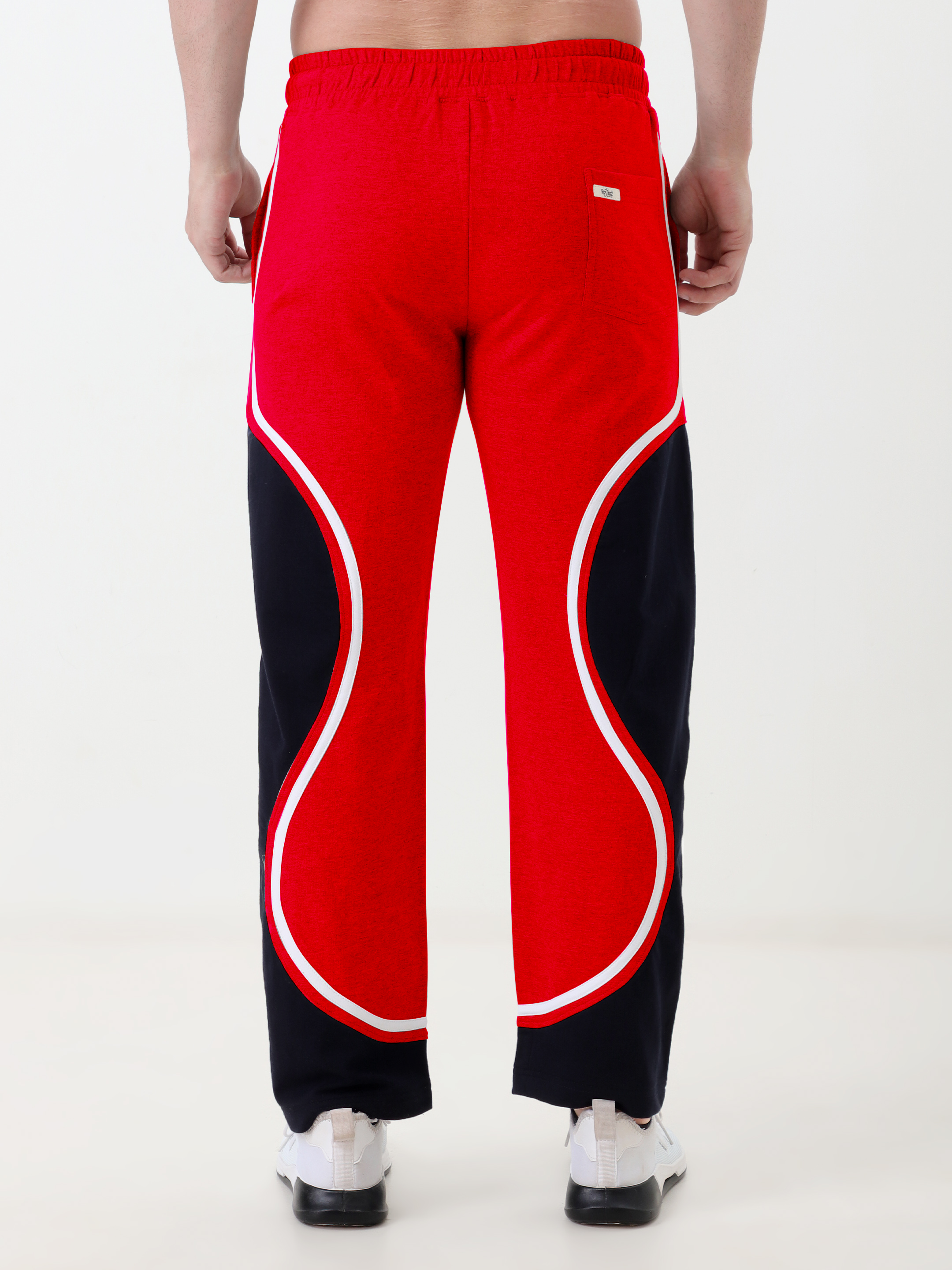 Men Regular Fit Track Pant with Contrast Panel Design and Drawstring Waist