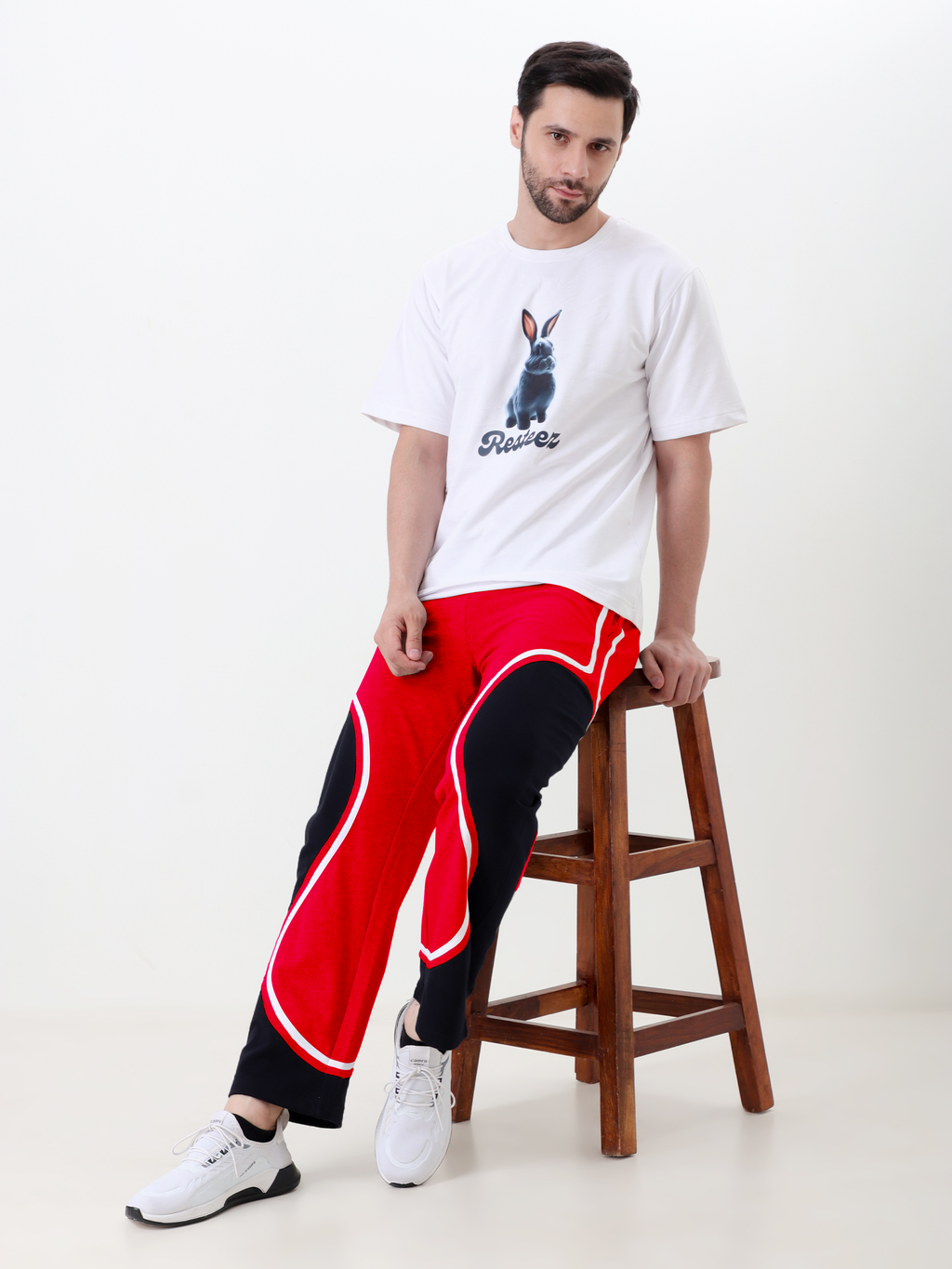 Men Regular Fit Track Pant with Contrast Panel Design and Drawstring Waist