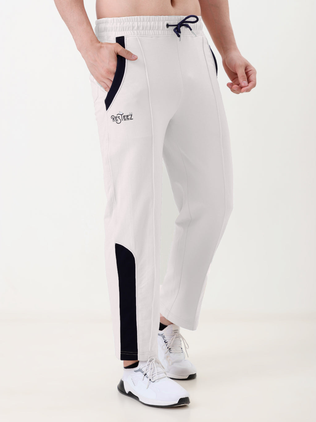 Men's Regular Fit Track Pants with Contrast Panel | Elastic Drawstring Waist | Casual Sports Lower