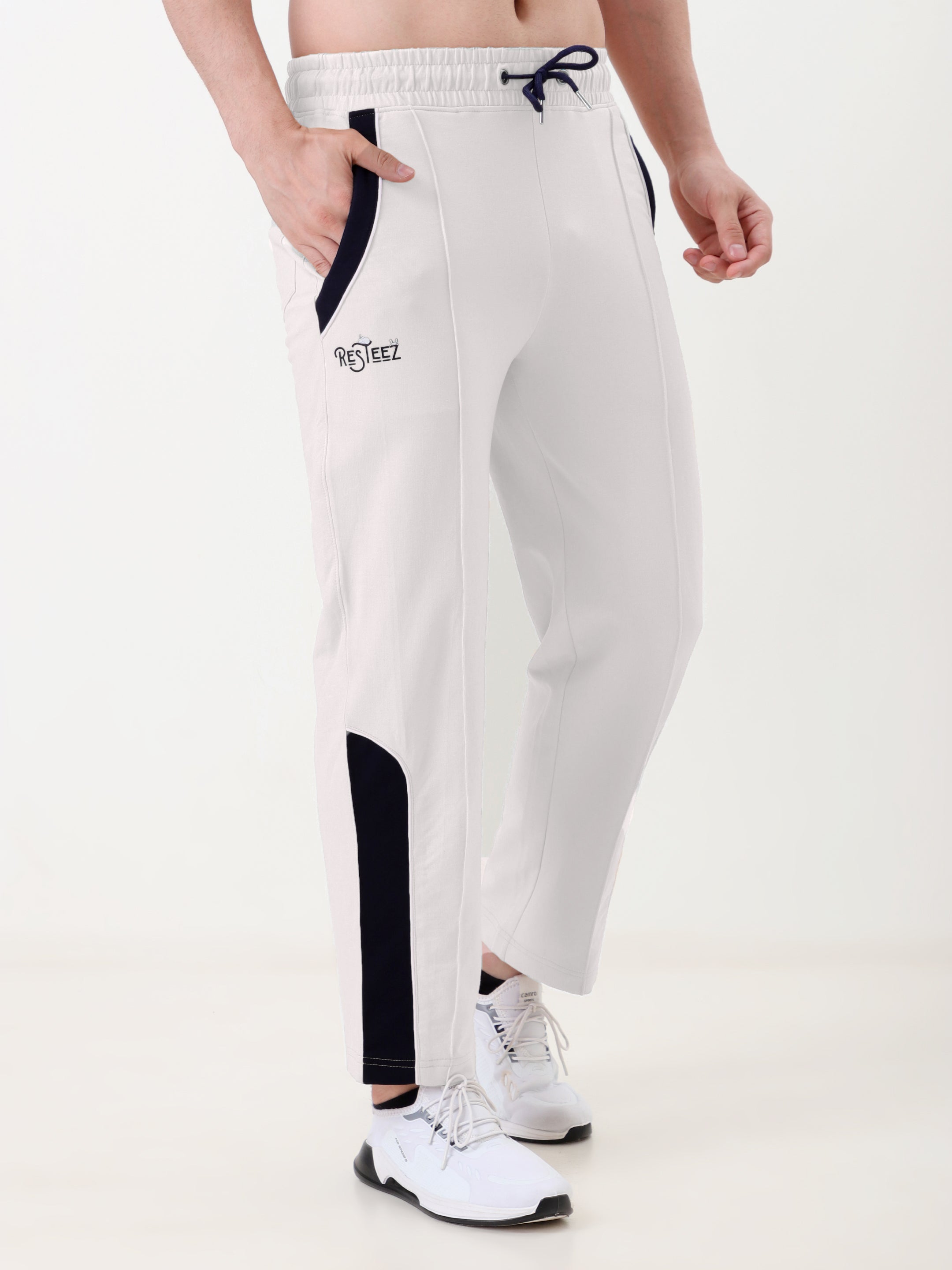 Men's Regular Fit Track Pants with Contrast Panel | Elastic Drawstring Waist | Casual Sports Lower