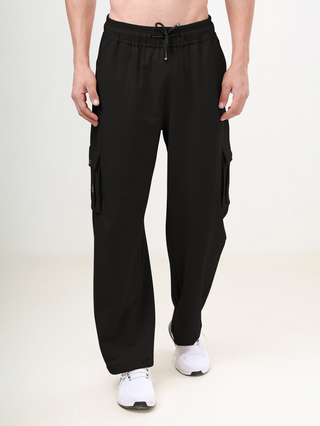 Men's Relaxed Fit Cargo Track Pants with Utility Pockets & Adjustable Drawstring