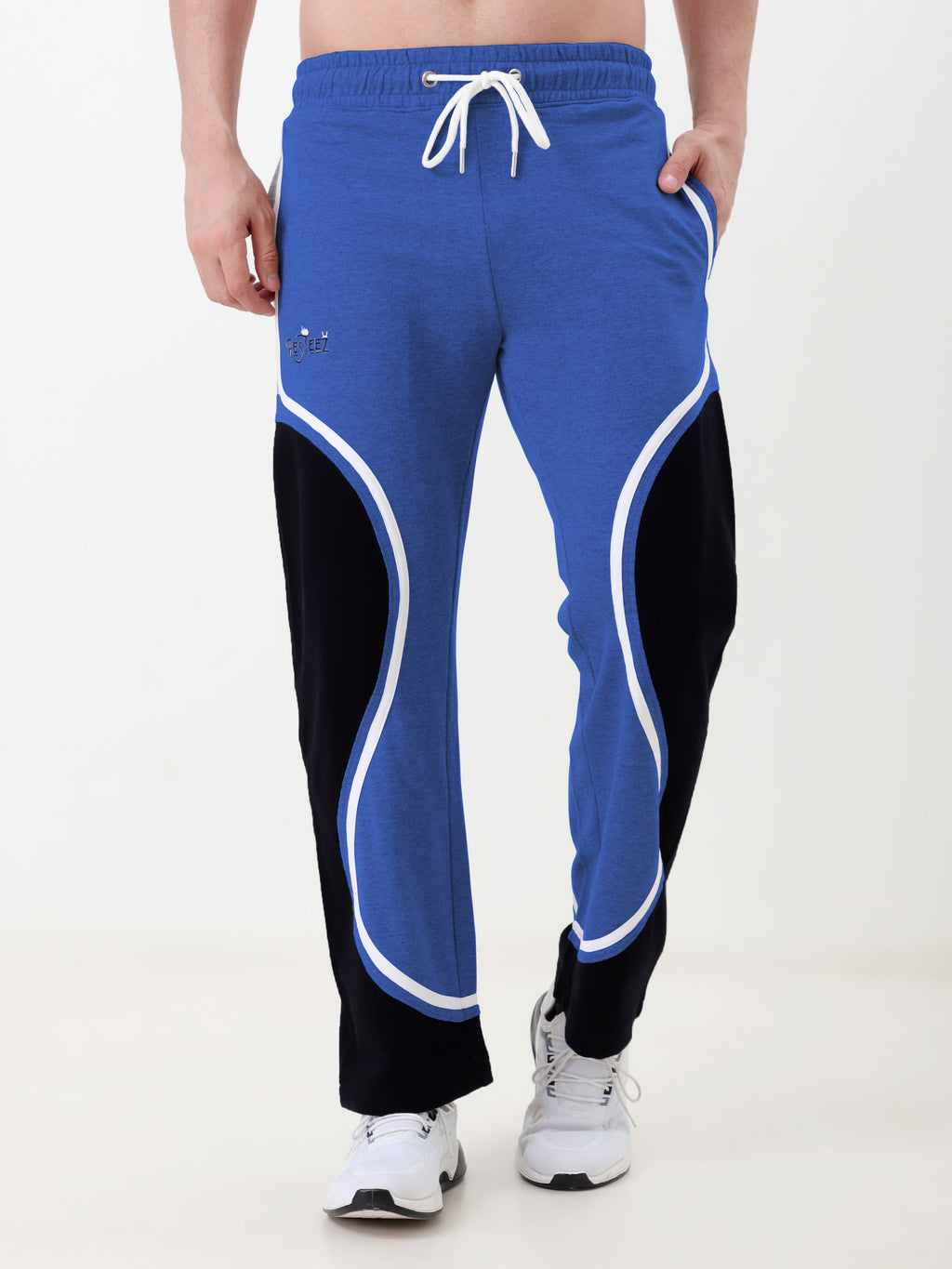 Men Regular Fit Track Pant with Contrast Panel Design and Drawstring Waist