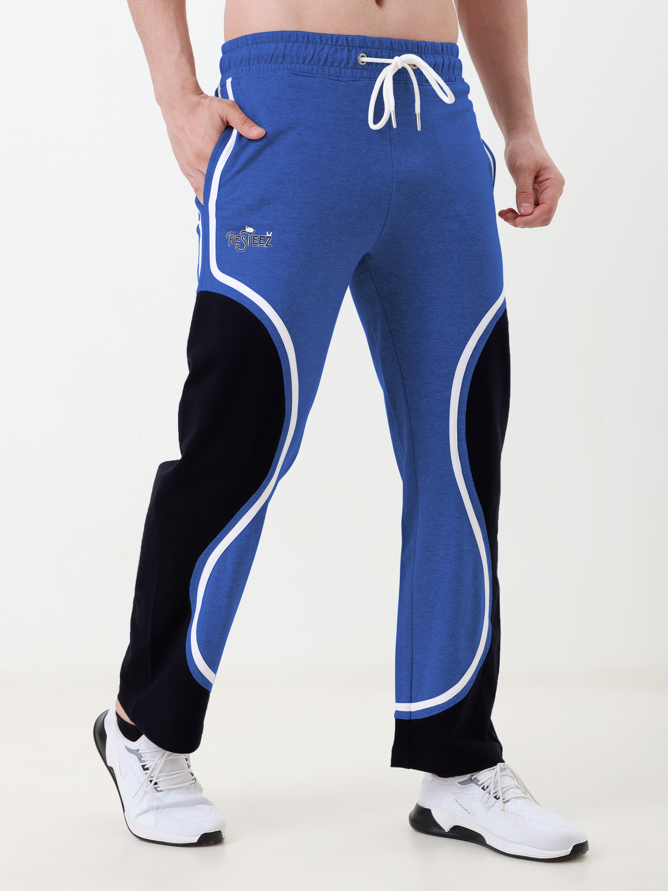 Men Regular Fit Track Pant with Contrast Panel Design and Drawstring Waist