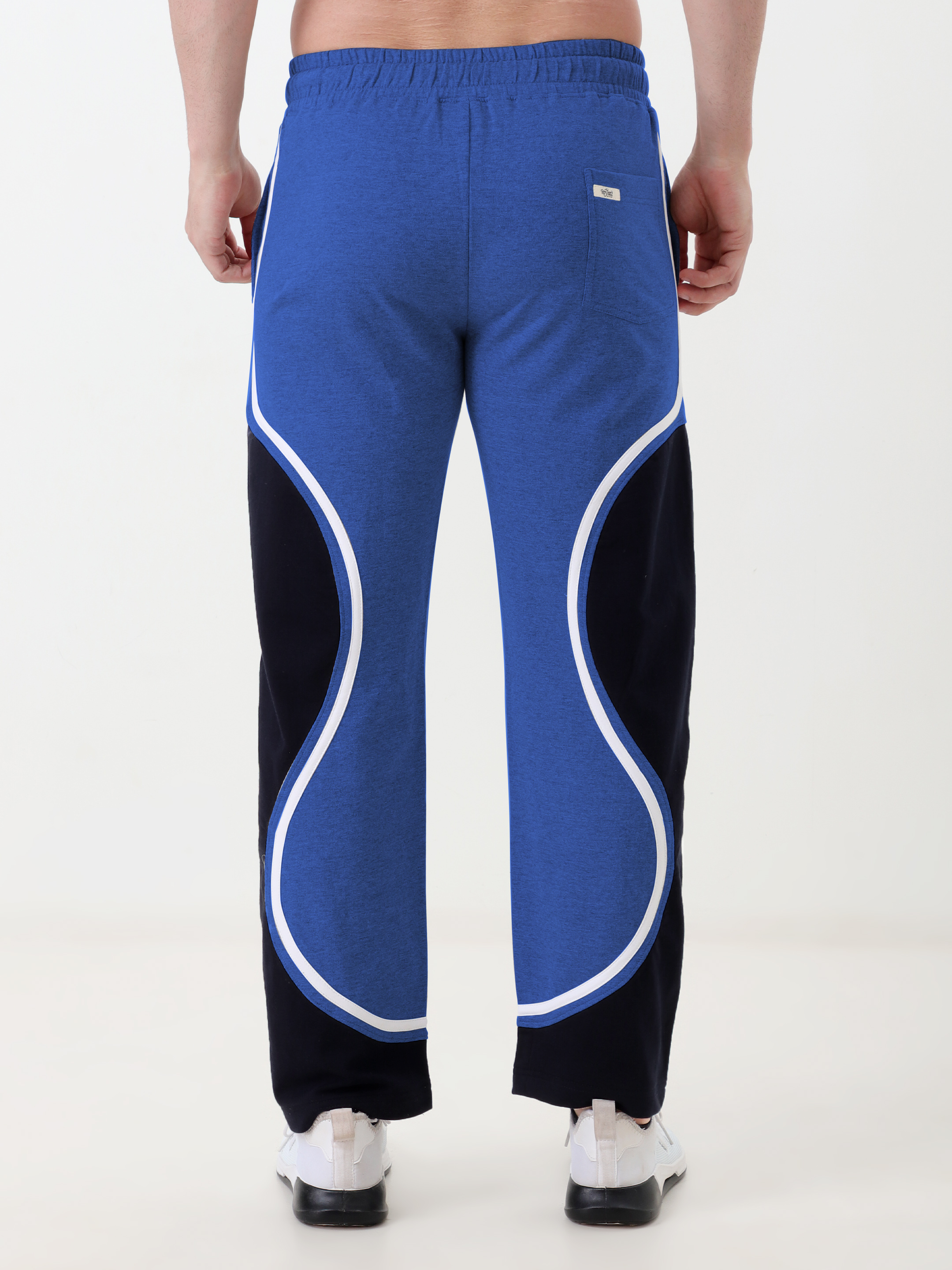 Men Regular Fit Track Pant with Contrast Panel Design and Drawstring Waist