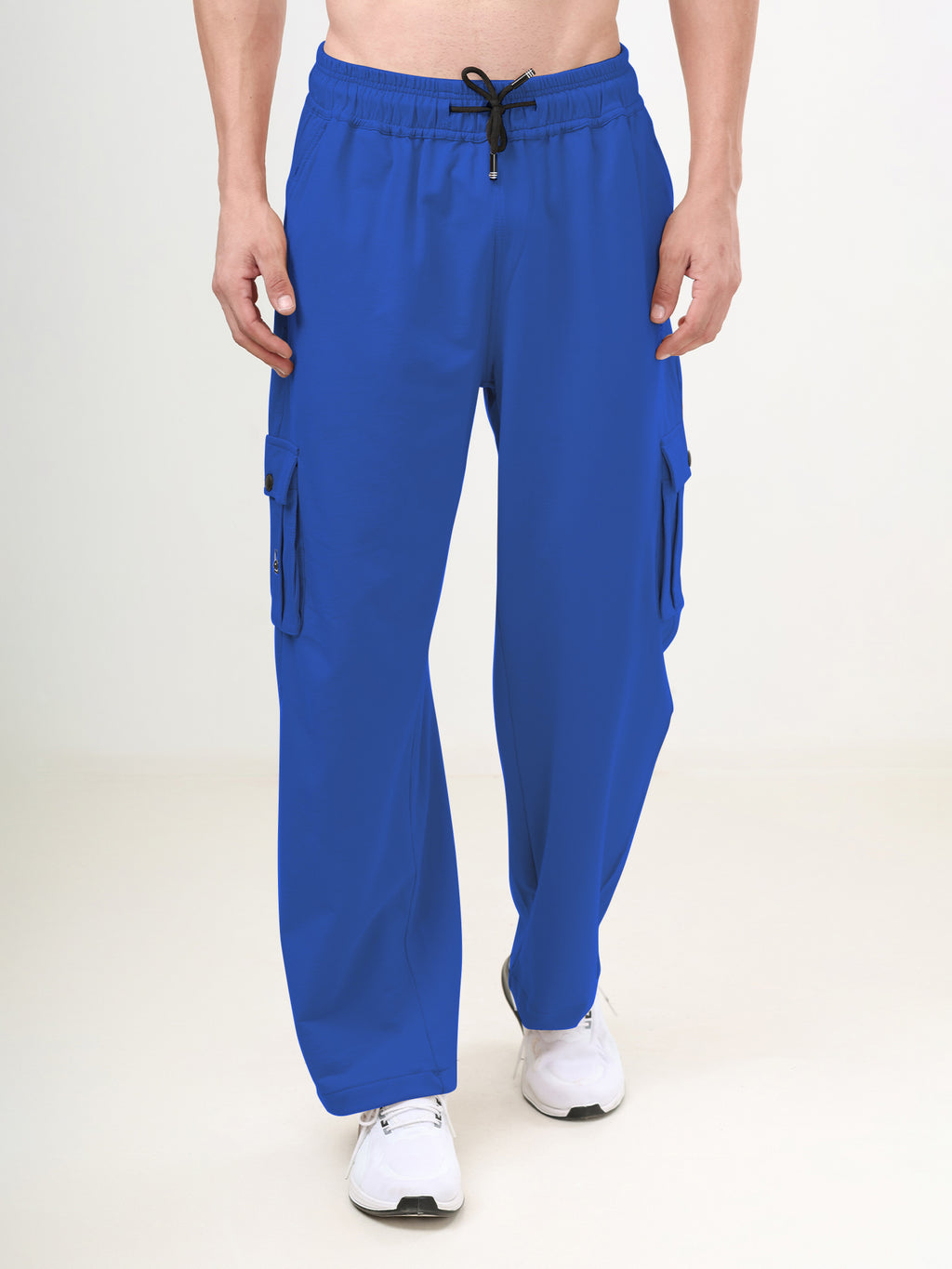 Men's Relaxed Fit Cargo Track Pants with Utility Pockets & Adjustable Drawstring