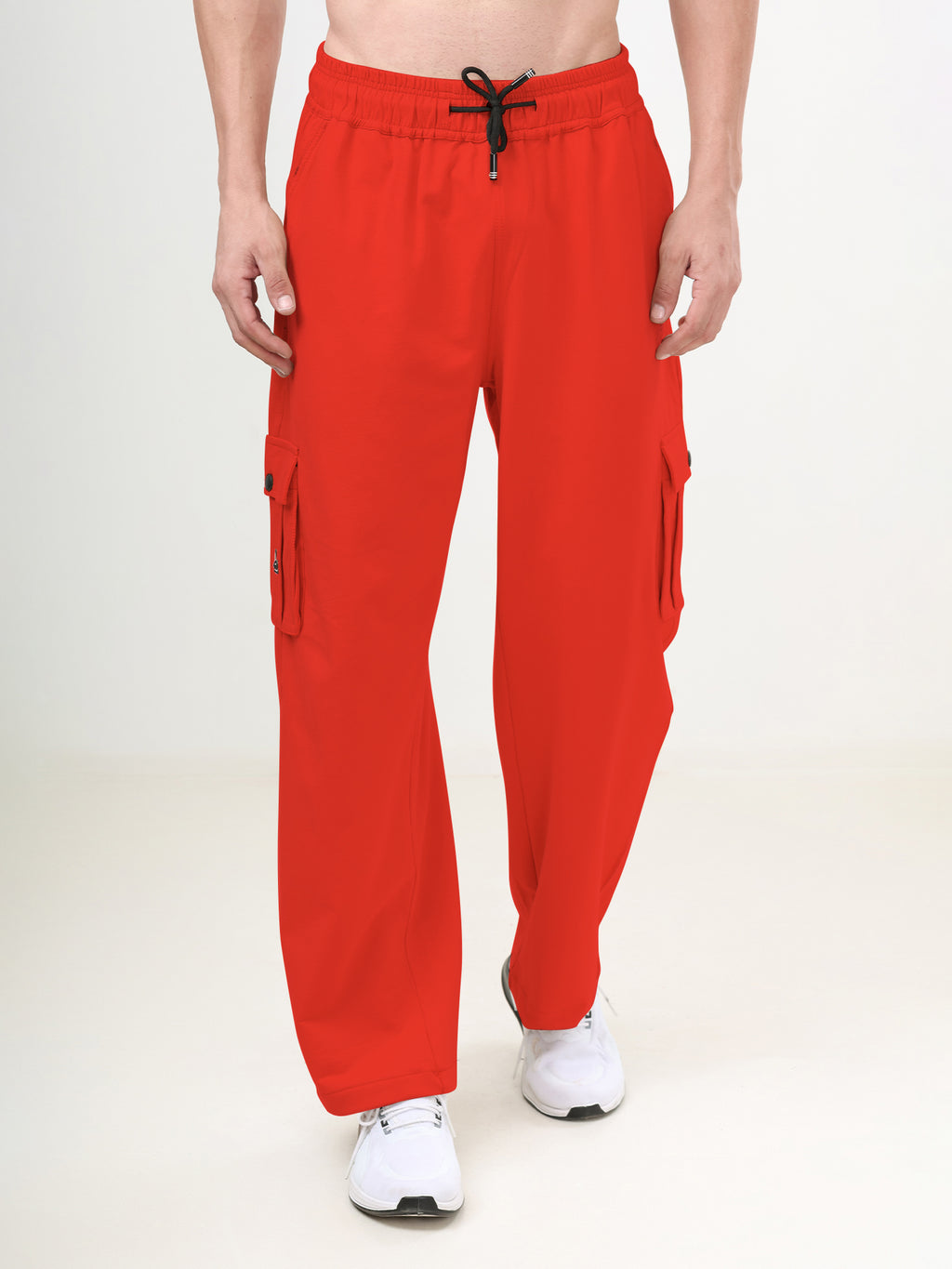 Men's Relaxed Fit Cargo Track Pants with Utility Pockets & Adjustable Drawstring