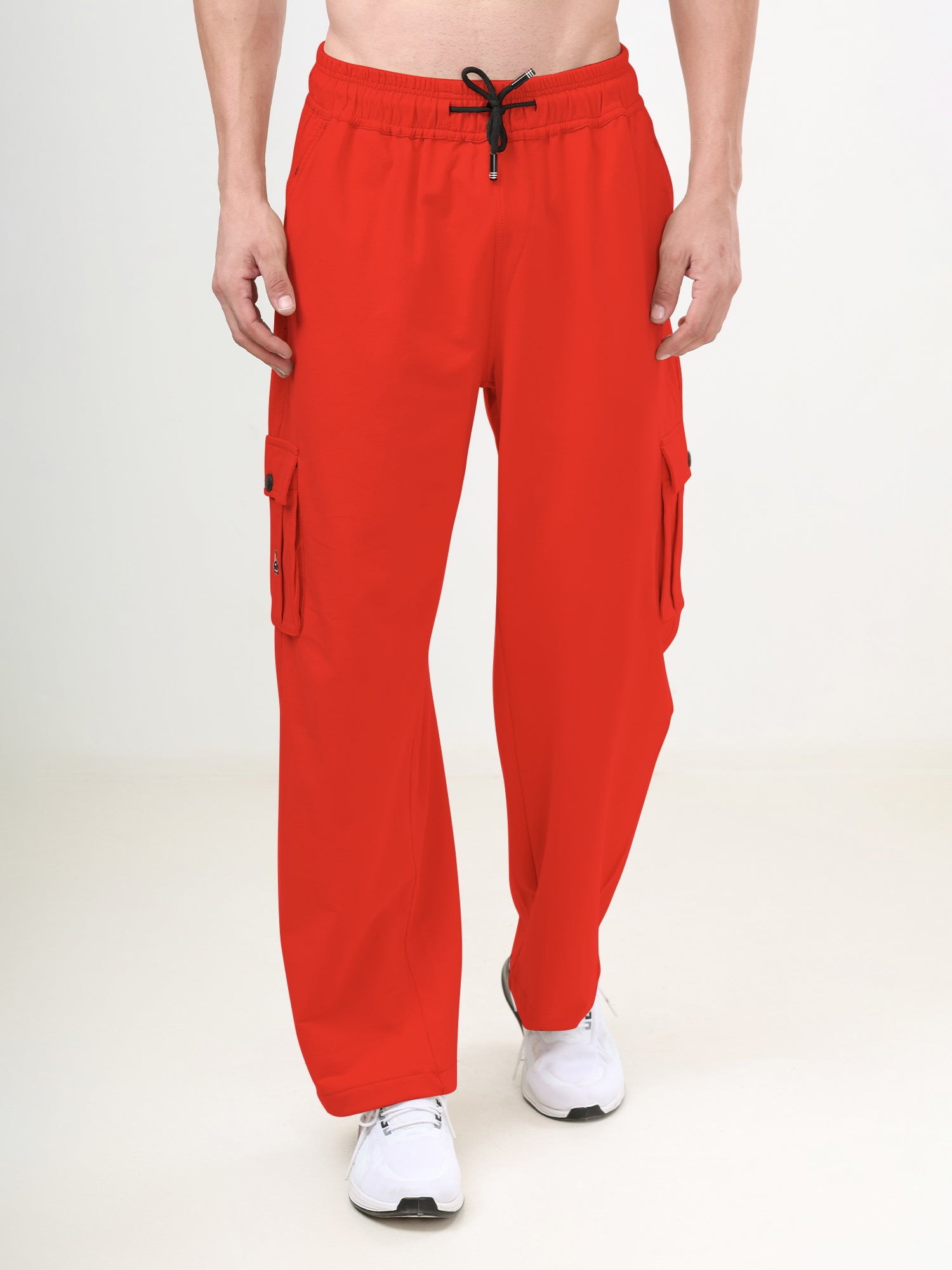 Men's Relaxed Fit Cargo Track Pants with Utility Pockets & Adjustable Drawstring
