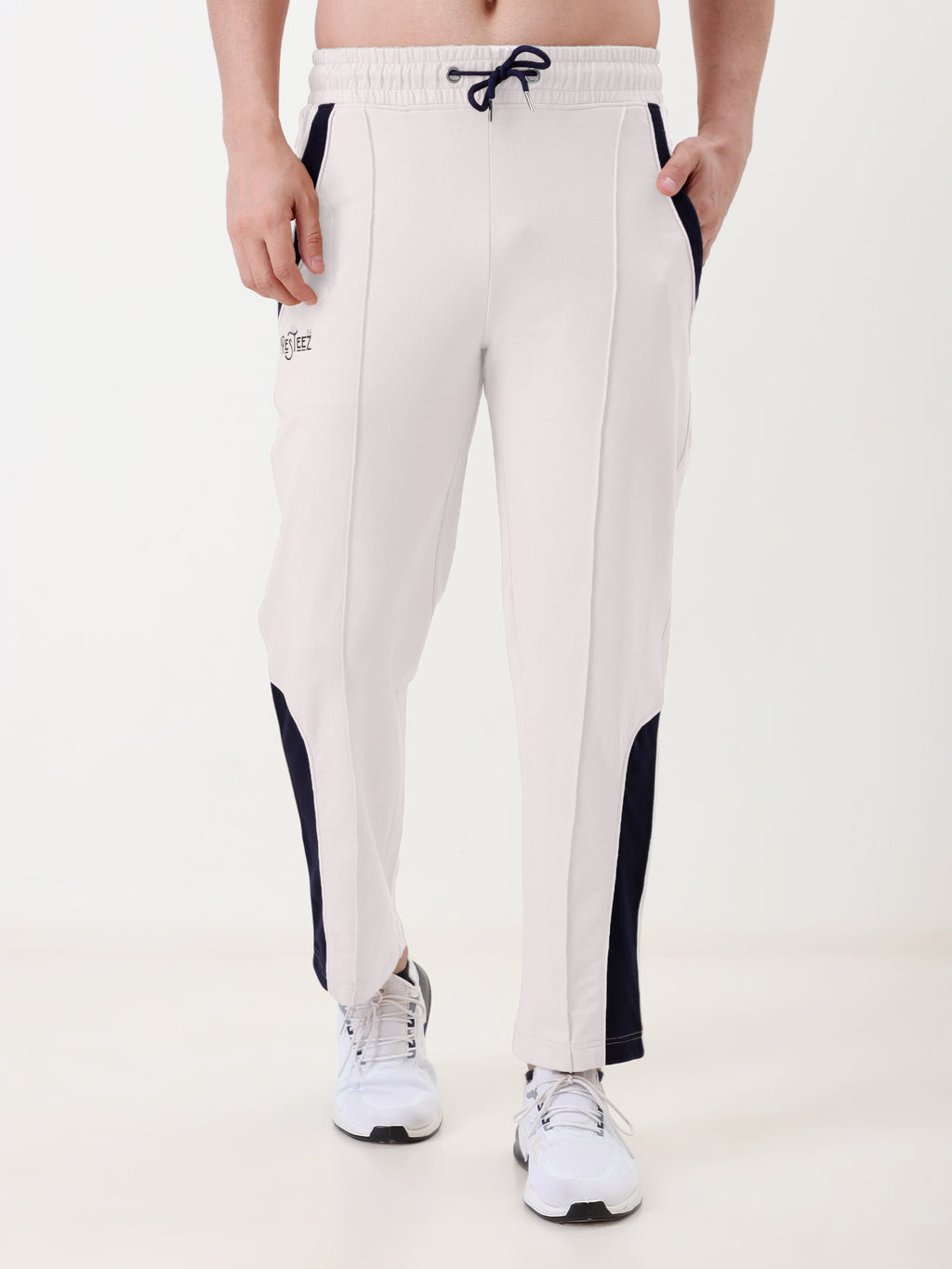 Men's Regular Fit Track Pants with Contrast Panel | Elastic Drawstring Waist | Casual Sports Lower