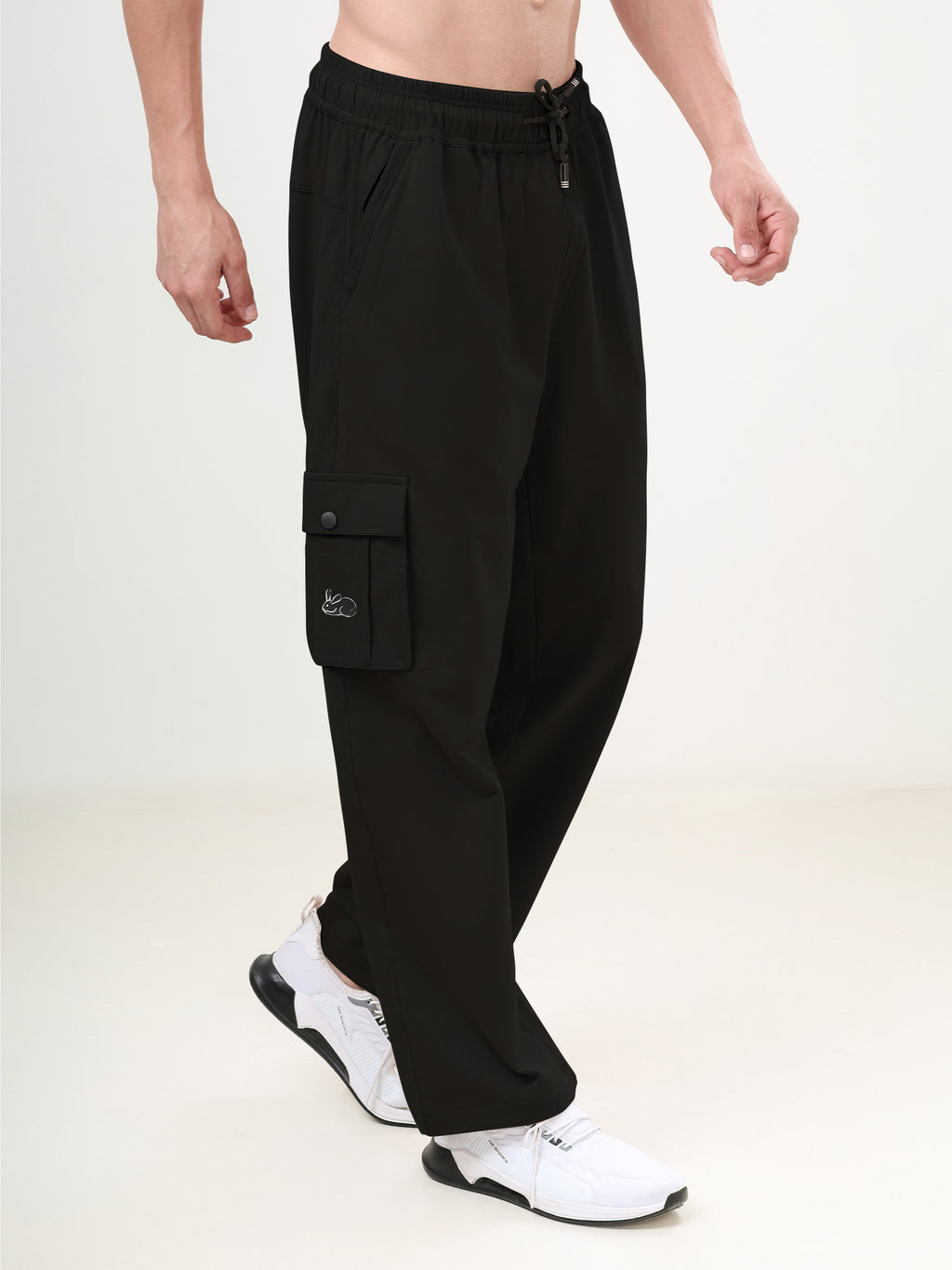Men's Relaxed Fit Cargo Track Pants with Utility Pockets & Adjustable Drawstring