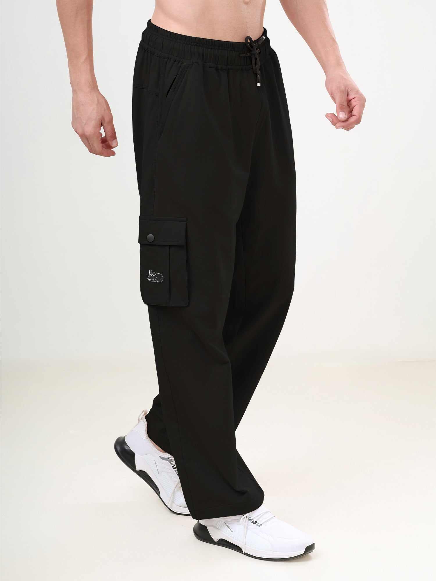 Men's Relaxed Fit Cargo Track Pants with Utility Pockets & Adjustable Drawstring