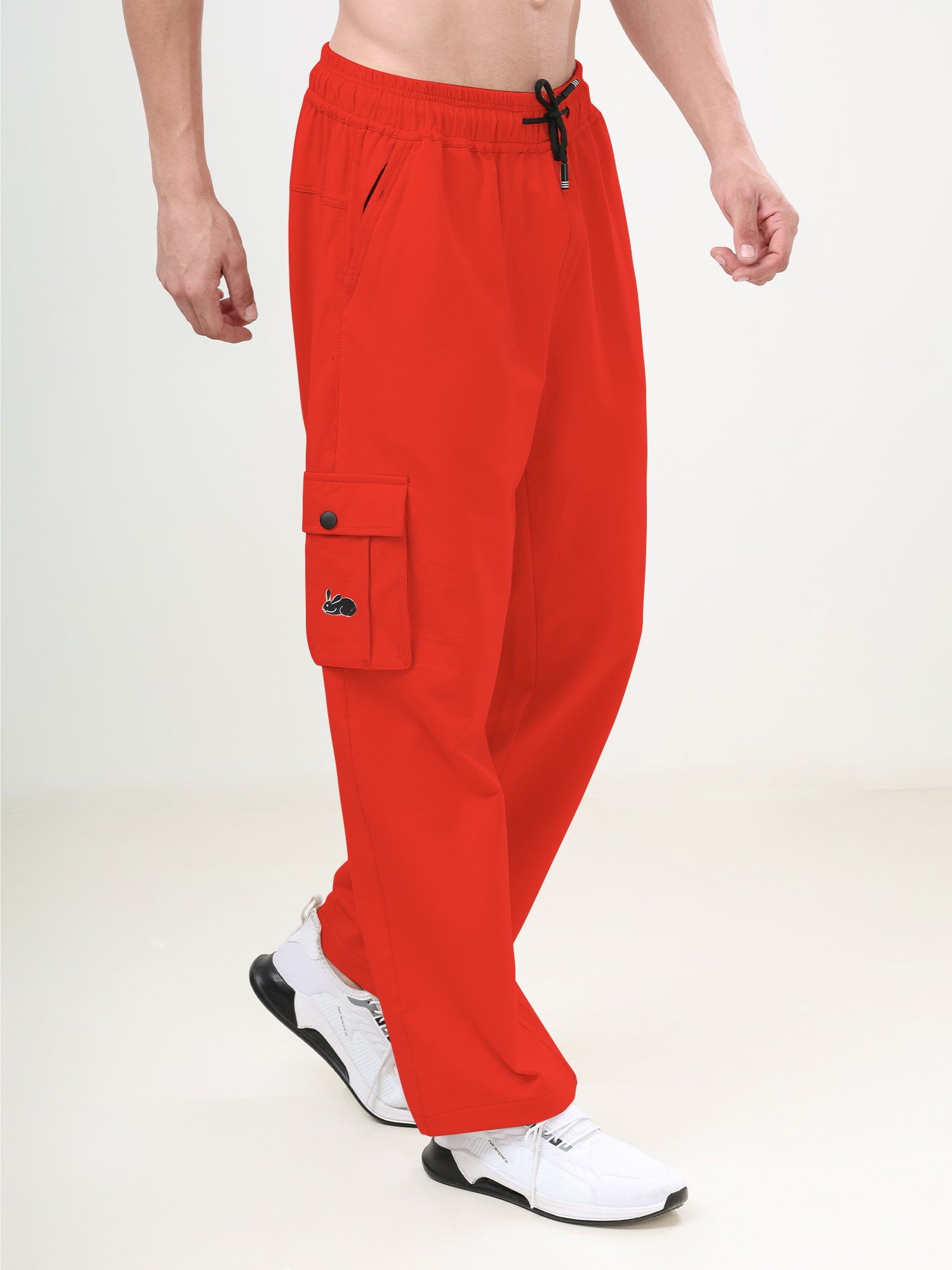 Men's Relaxed Fit Cargo Track Pants with Utility Pockets & Adjustable Drawstring