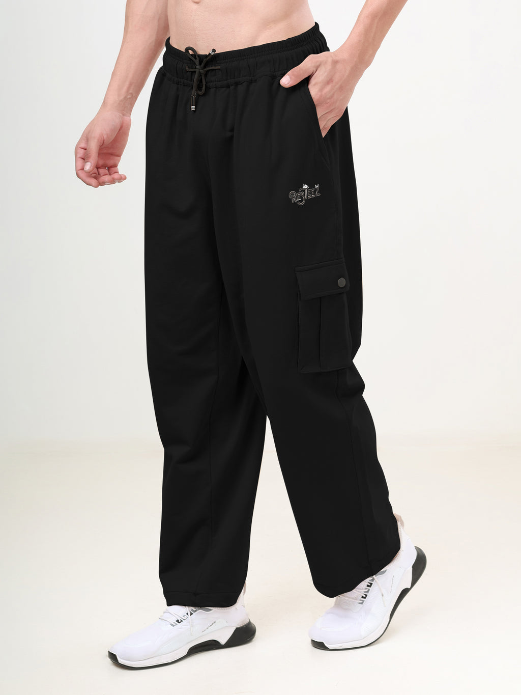 Men's Relaxed Fit Cargo Track Pants with Utility Pockets & Adjustable Drawstring