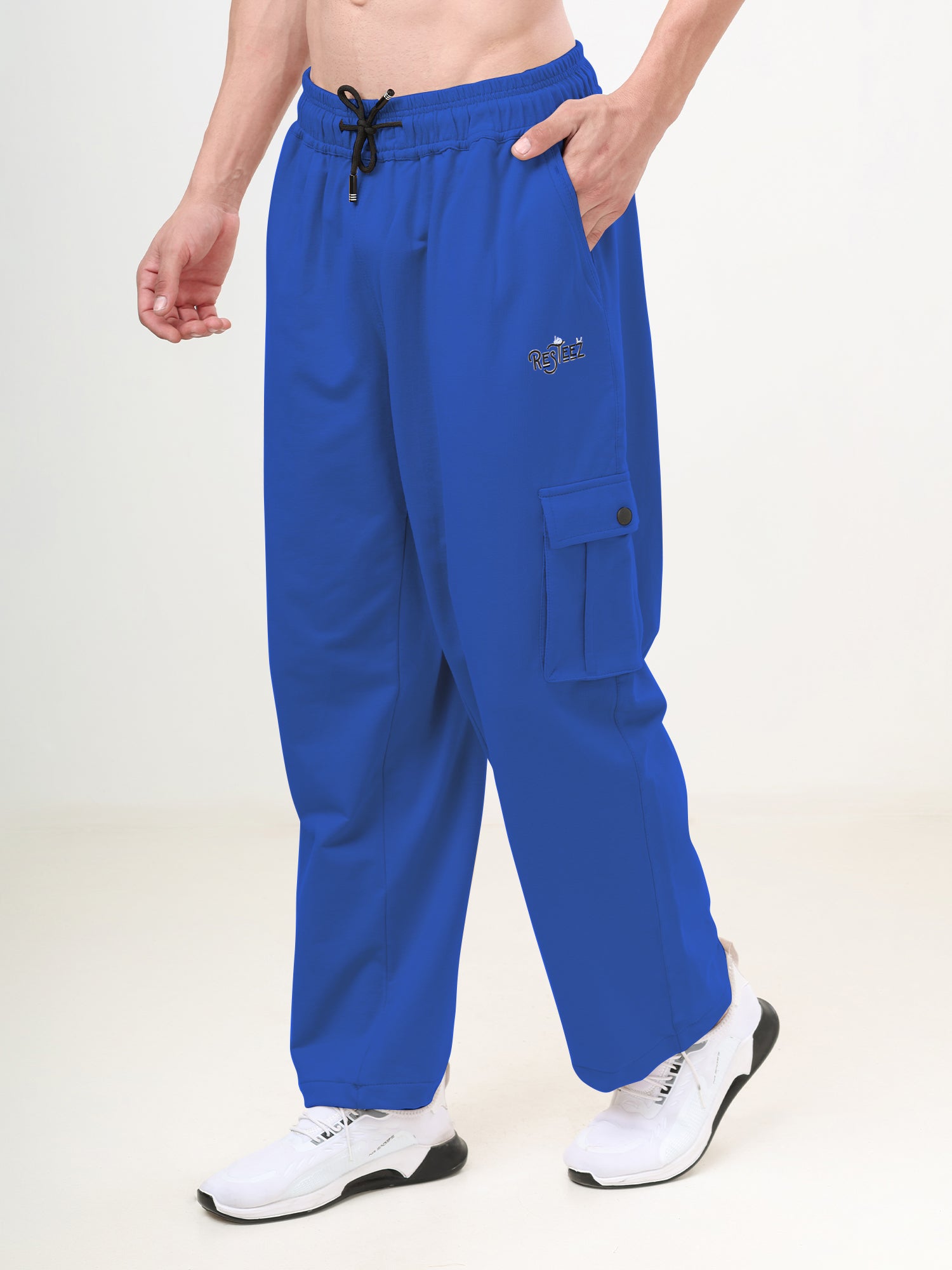 Men's Relaxed Fit Cargo Track Pants with Utility Pockets & Adjustable Drawstring