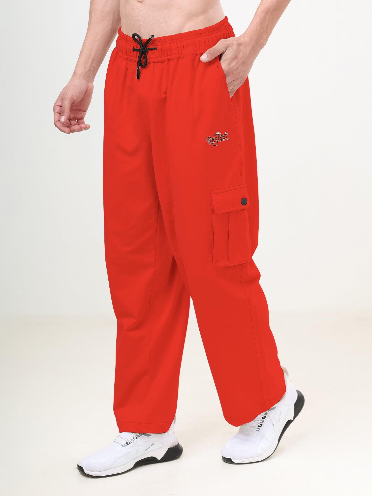 Men's Relaxed Fit Cargo Track Pants with Utility Pockets & Adjustable Drawstring