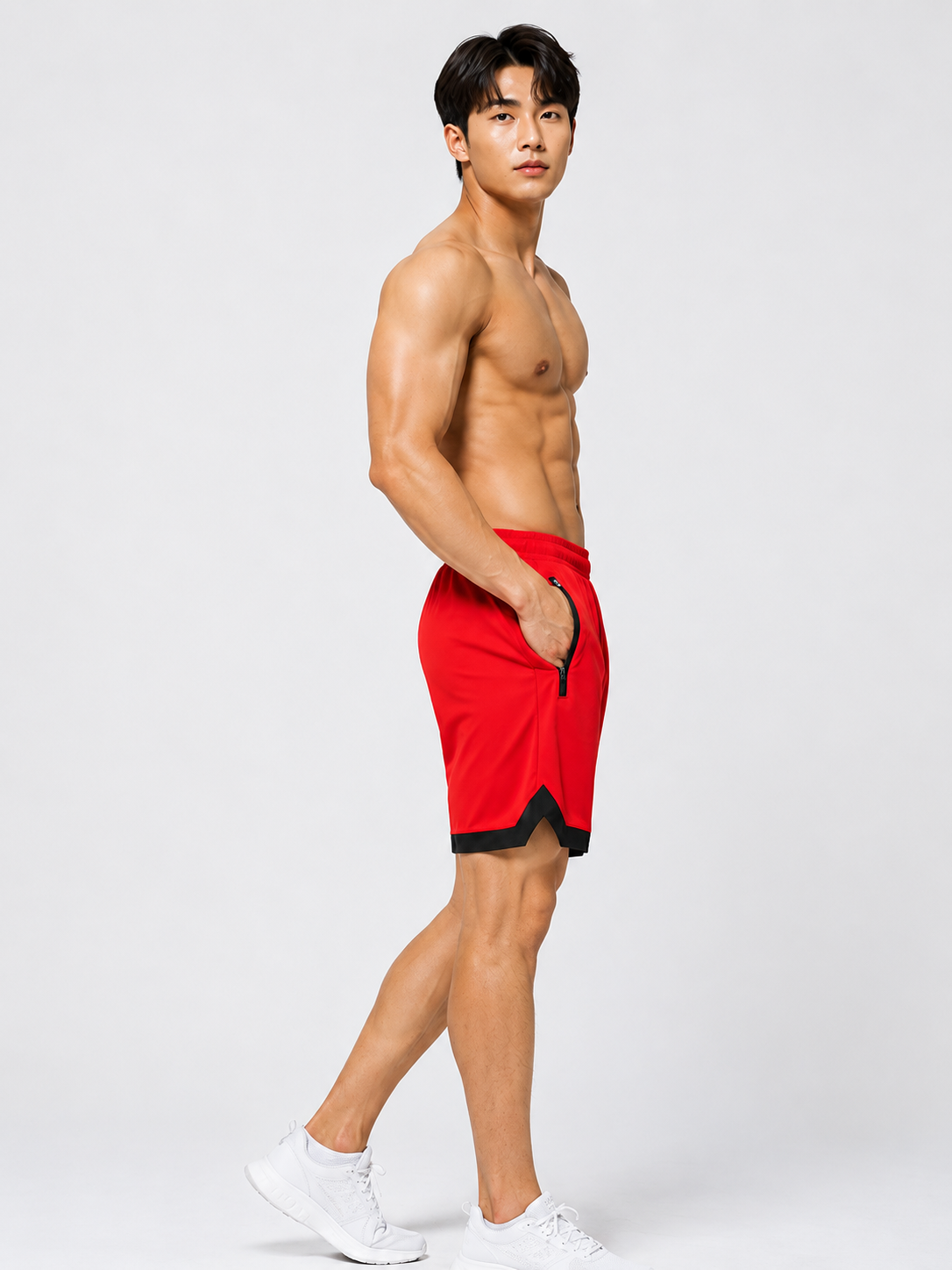 Resteez Men's Premium Active Flex Gym & Running Shorts with Zipper Pocket