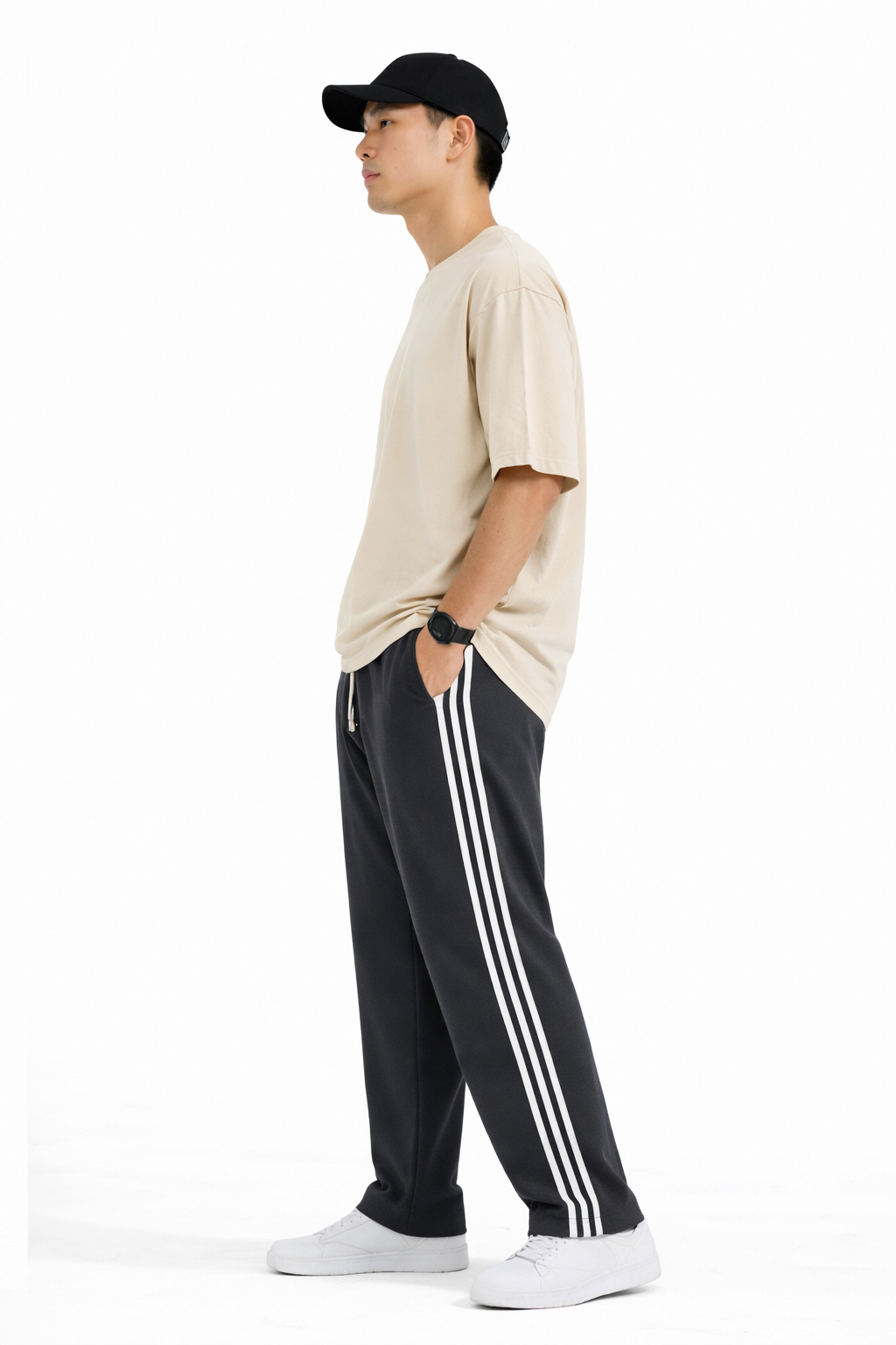 Men's Regular Fit Triple Side Stripe Track Pant | Drawstring Sports Lower