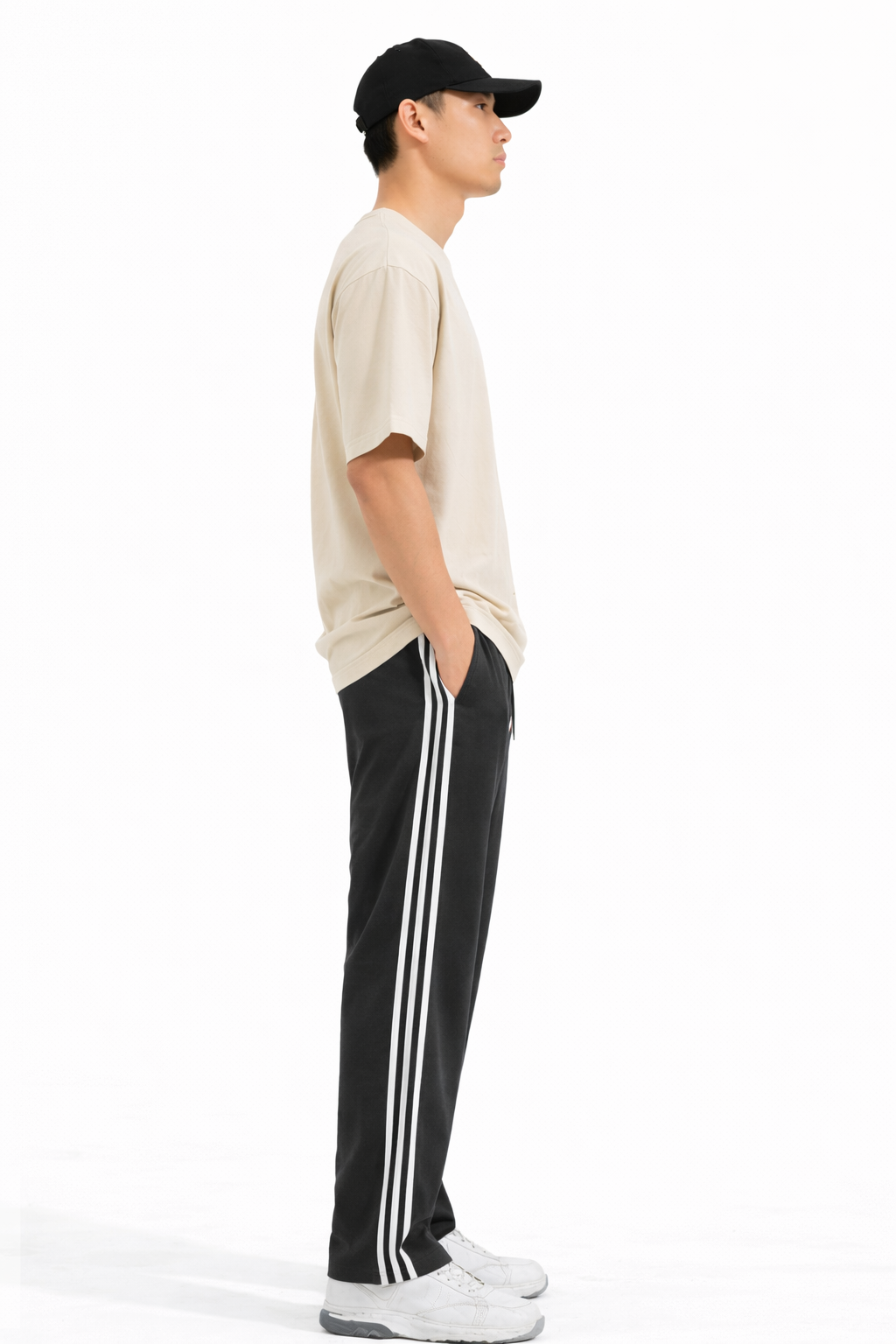 Men's Regular Fit Triple Side Stripe Track Pant | Drawstring Sports Lower