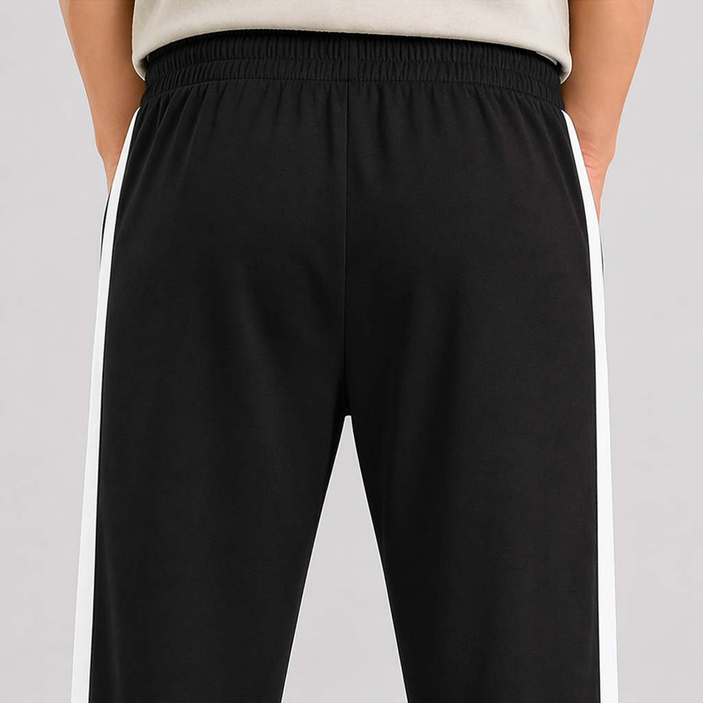 Men's Regular Fit Track Pants with Side Stripe, Adjustable Drawstring & Pockets