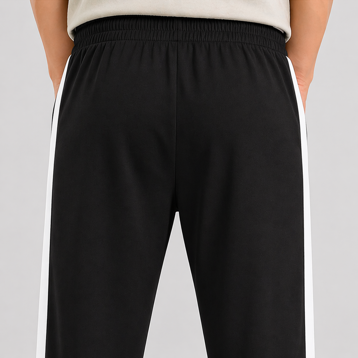 Men's Regular Fit Track Pants with Side Stripe, Adjustable Drawstring & Pockets