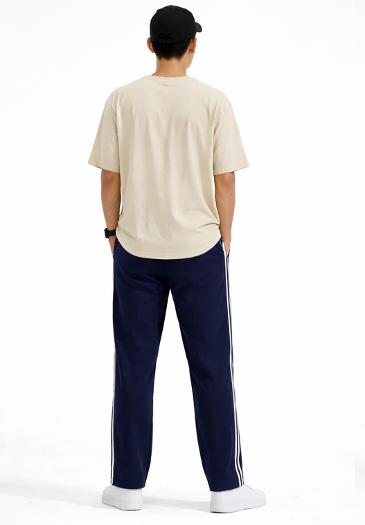 Men's Regular Fit Triple Side Stripe Track Pant | Drawstring Sports Lower