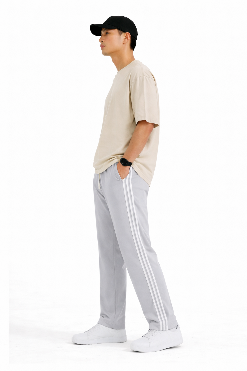 Men's Regular Fit Triple Side Stripe Track Pant | Drawstring Sports Lower