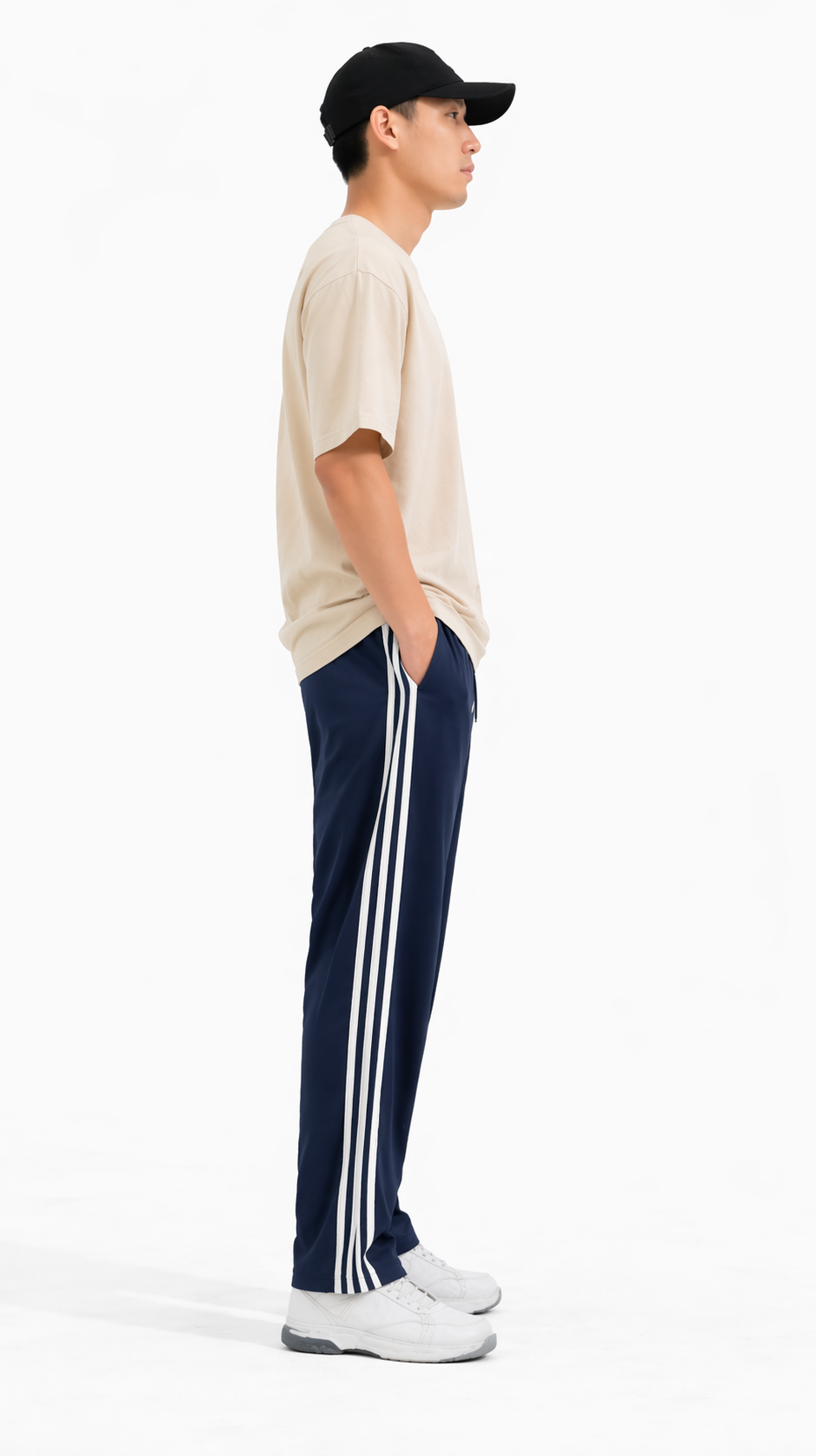 Men's Regular Fit Triple Side Stripe Track Pant | Drawstring Sports Lower