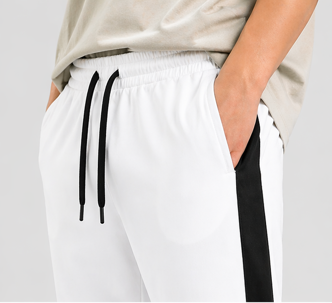 Men's Regular Fit Track Pants with Side Stripe, Adjustable Drawstring & Pockets