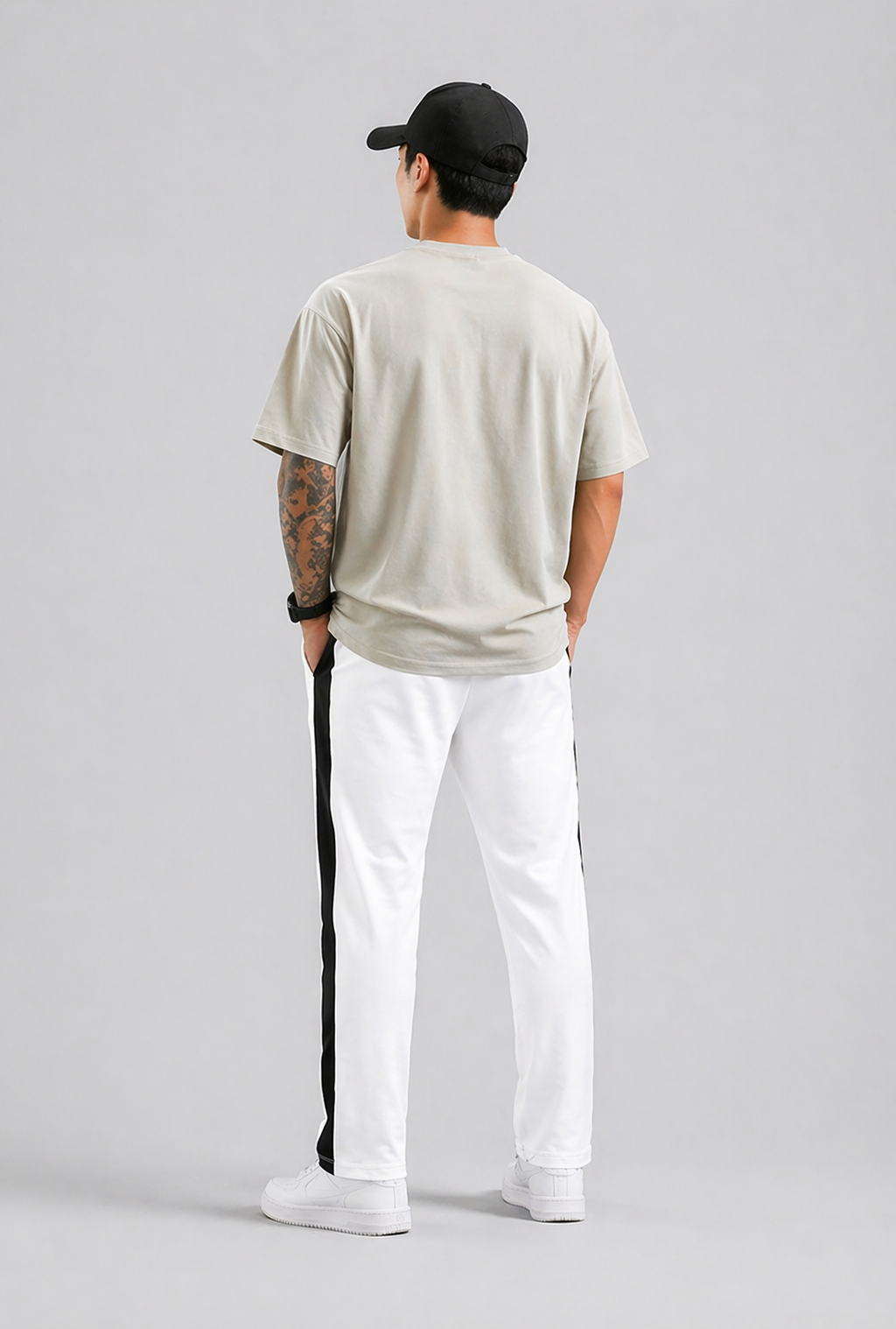 Men's Regular Fit Track Pants with Side Stripe, Adjustable Drawstring & Pockets