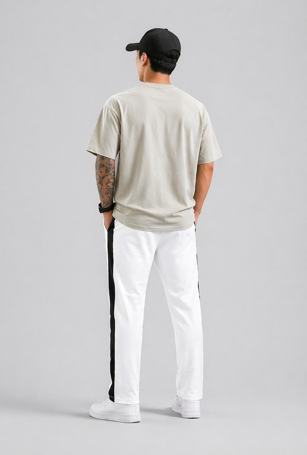 Men's Regular Fit Track Pants with Side Stripe, Adjustable Drawstring & Pockets