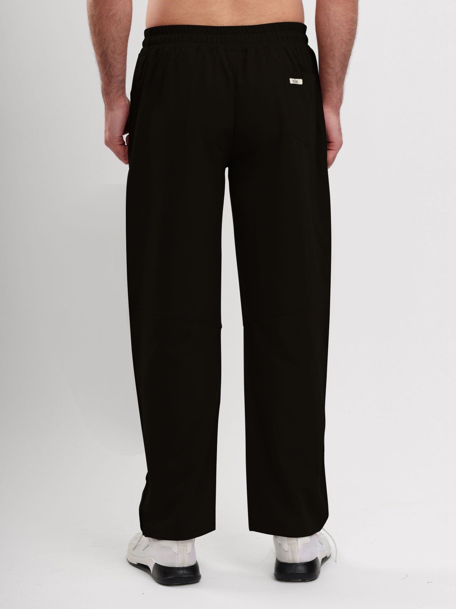 Men's Regular Fit Snap Button Track Pant with Elastic Waist, Drawstring & Straight Leg Design