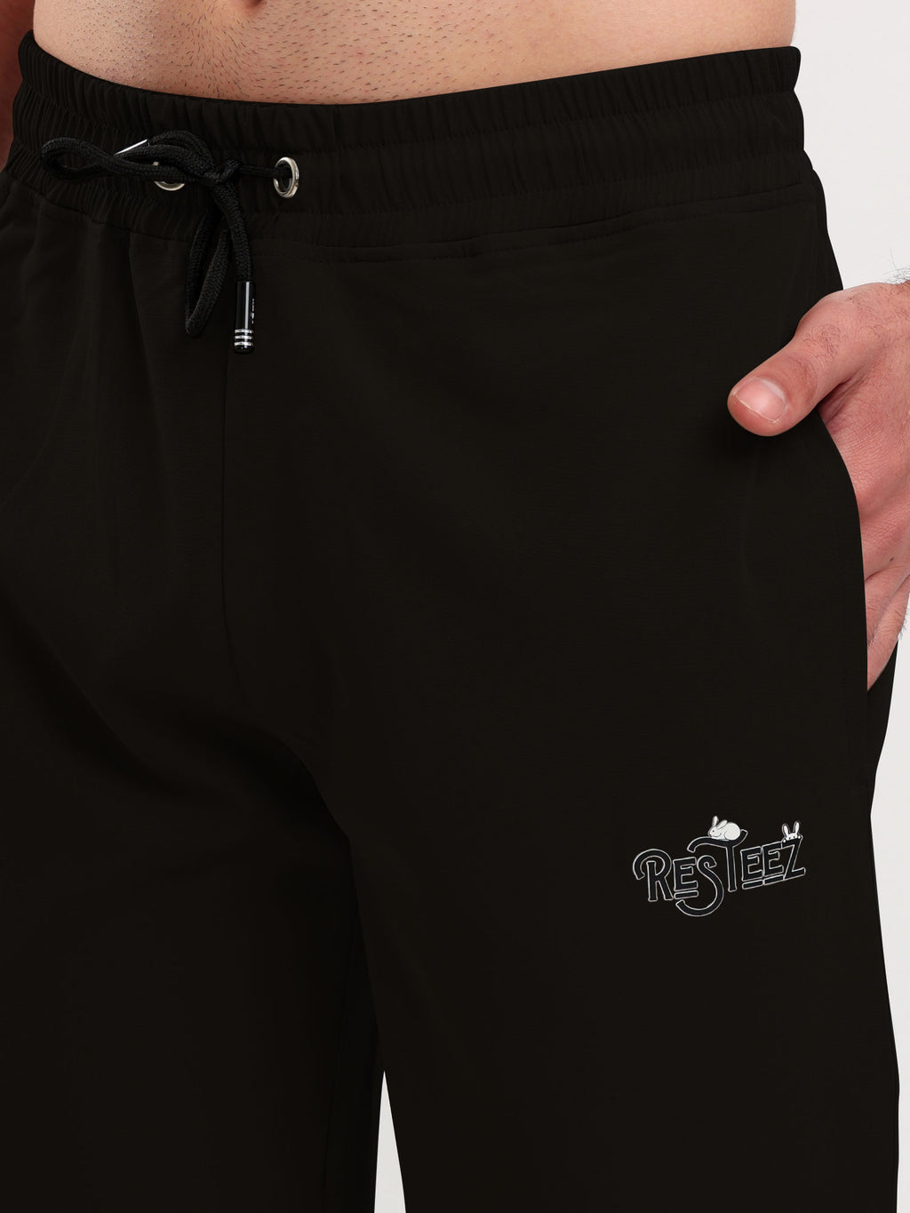 Men's Regular Fit Snap Button Track Pant with Elastic Waist, Drawstring & Straight Leg Design